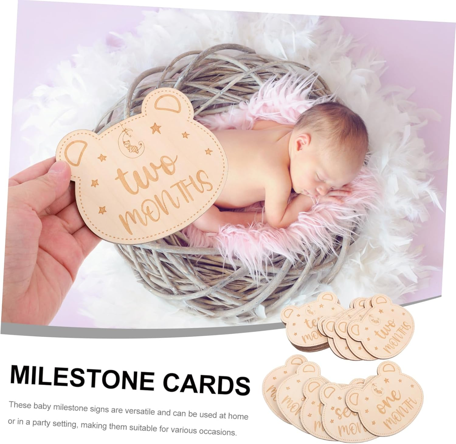 14Pcs Milestone Signs Milestone Cards for Newborn Growth Capture Safe Creative Beautiful Photo Props Newborn Shower image number 1