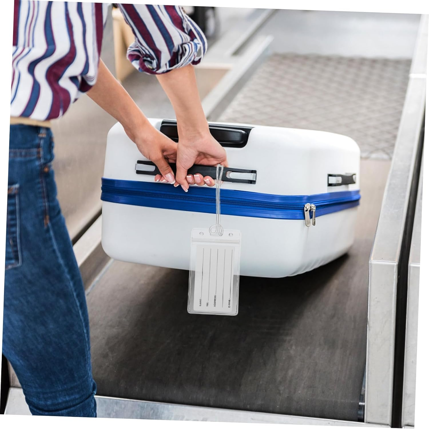 ORFOFE Clear Luggage Tags with Transparent Badge Sleeves and Sturdy Loops Travel Suitcase Label Holders for Secure and Reusable Identification of Bags Backpacks and Suitcases image number 1