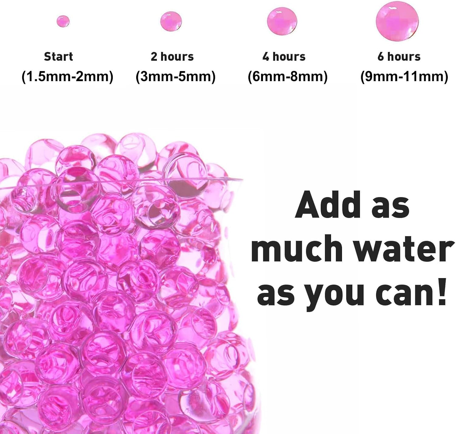 60000 Water Gel Beads for Vases, Perfect Jelly Beads,Floating Pearls,Vase Filler for Plant, Floating Candles, Wedding and Home Decoration(Pink+Clear) image number 3