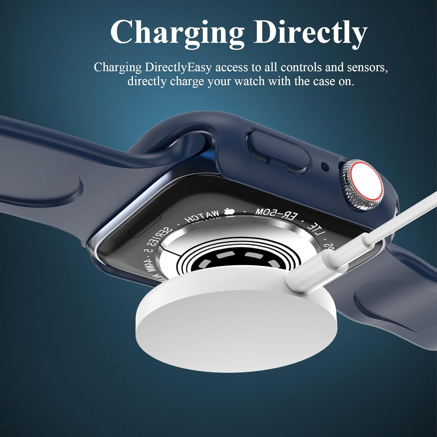 3 Pack Case Compatible with Apple Watch Series 8/7 45Mm with Tempered Glass Screen Protector, EWUONU Hard PC Full Coverage Ultra-Thin HD Bumper Protective Cover for Iwatch 45Mm, Black/Blue/Clear image number 5