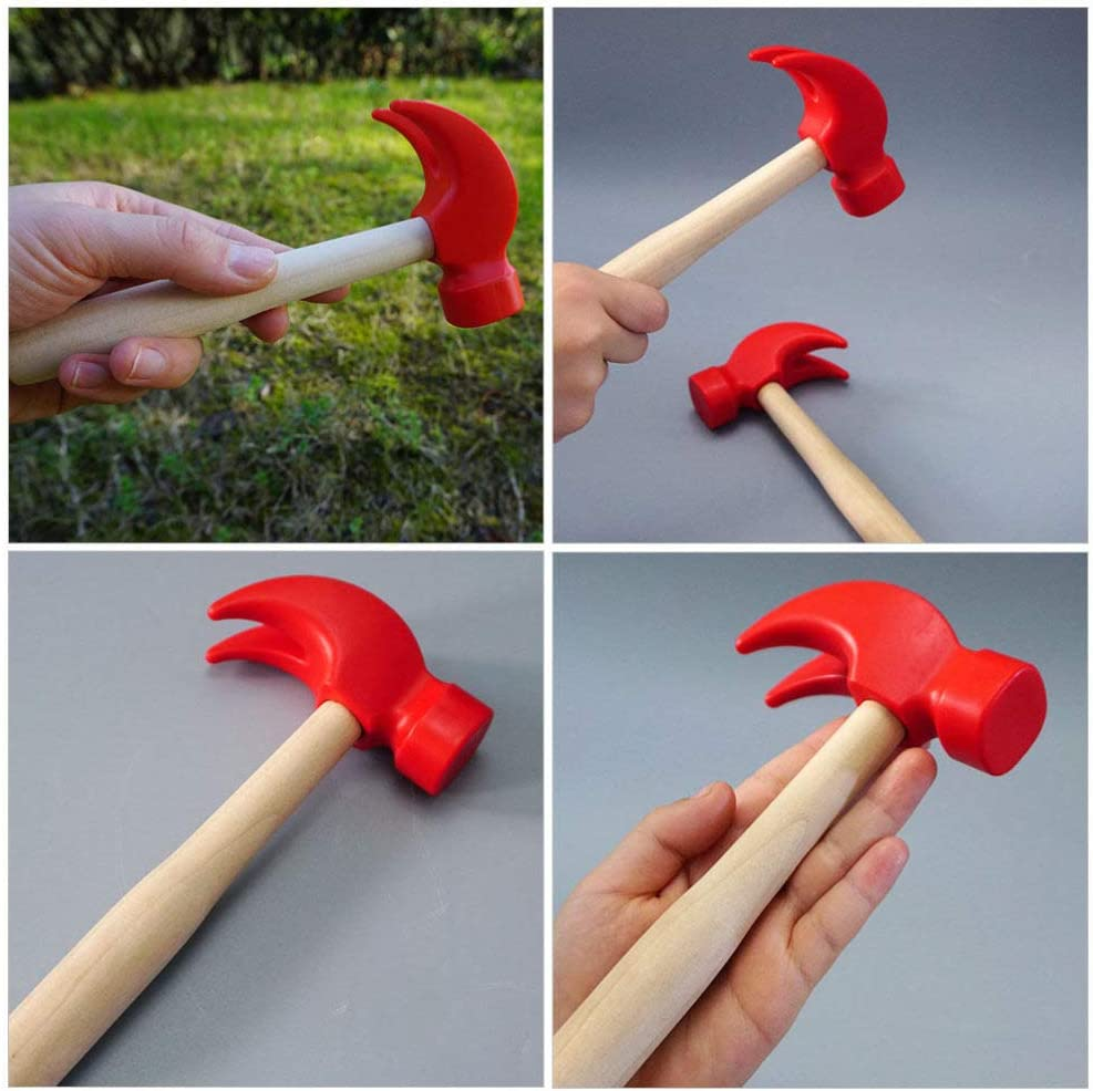 TOYANDONA 2Pcs Wooden Hammer Toy Set - Construction Theme - Improves Motor Skills & Hand-Eye Coordination - 2X Wooden Hammer Toys image number 2