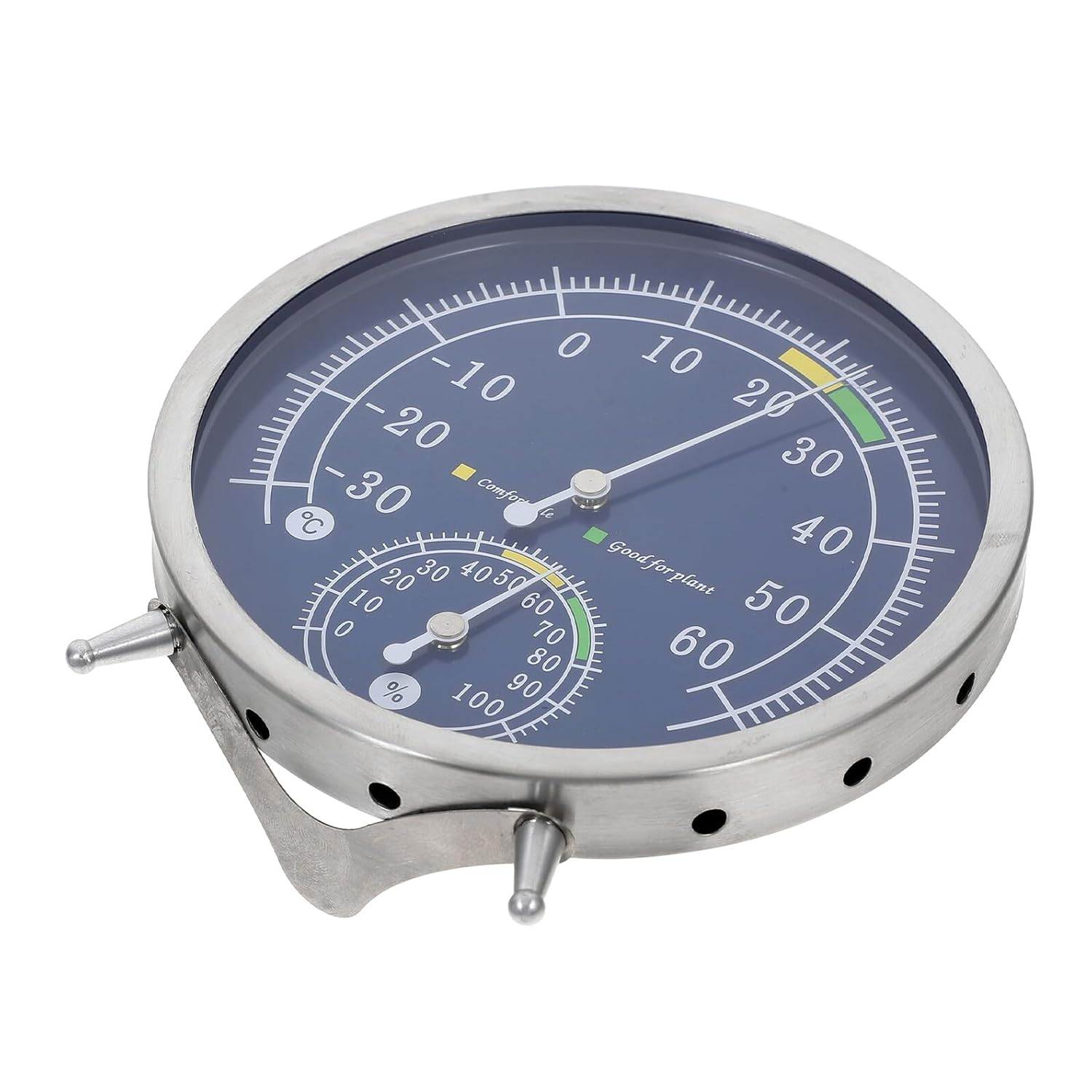 INOOMP High Precision Analog Hygrometer Thermometer Indoor Temperature Humidity Gauge Stainless Steel Wall Mount Tabletop Sauna Environment Monitor image number 4