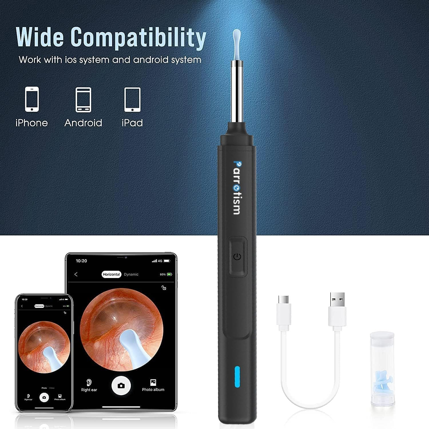 Ear Wax Removal, Wireless Otoscope with 6 LED Lights, 2K HD Camera Ear Wax Remover Cleaning Set &ndash; Compatible with Iphone and Android Devices &ndash; Adults, Kids and Pets (Y9) image number 4