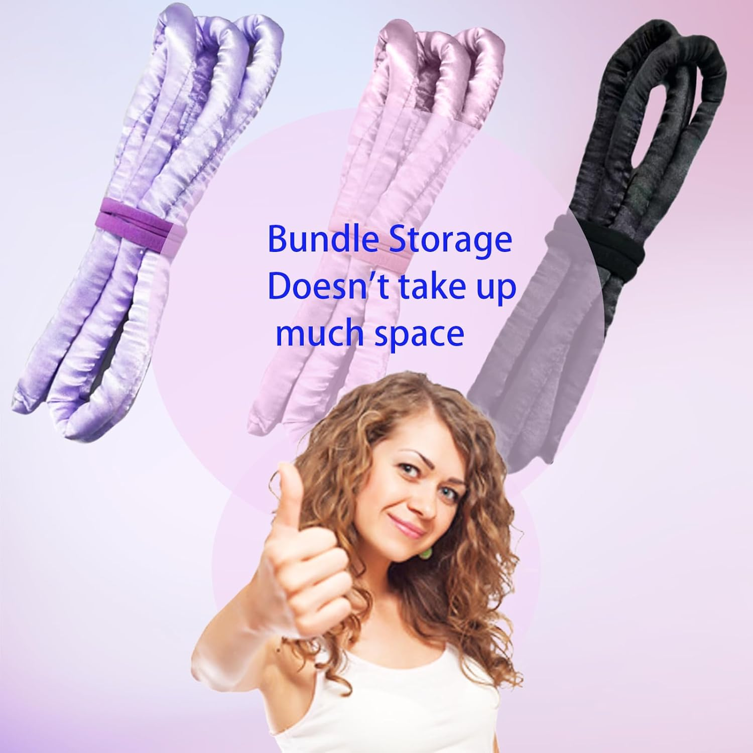 MOODKEY Heatless Curling Rod Headband, 63Inch Black Long Heatless Curls Headband, Soft Hair Curlers to Sleep in (Black) image number 2