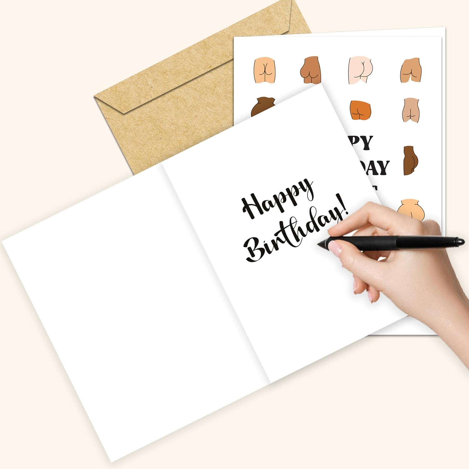 Adult Greeting Funny Birthday Cards for Women or Men. Sweet Cheeks Giant Card & Mailing Envelope. Dirty Anniversary 13X9 In. Ass Illustrations for Her Him. Bday Decor Ideas for Best Friend Coworker. image number 2