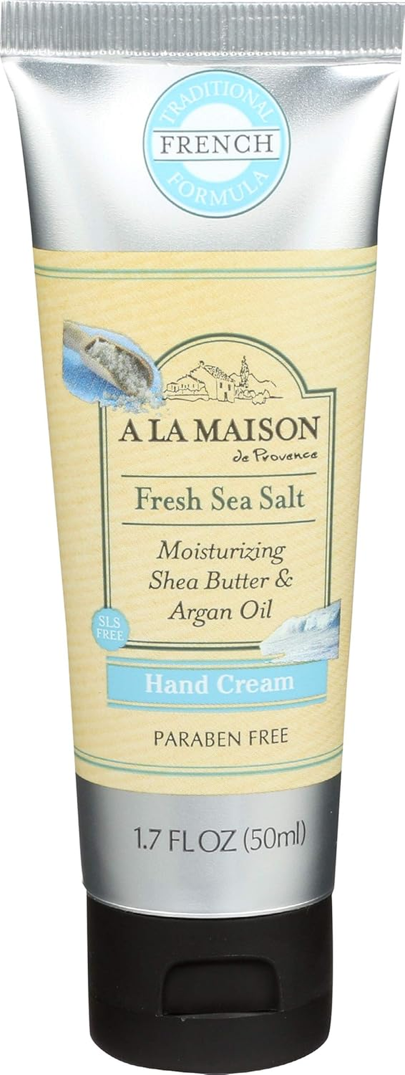 A LA MAISON Moisturizing Cream, Fresh Sea Salt - Uses: Hand, Argan Oil, Pure Shea Butter, Essential Oils, Plant Based, Cruelty-Free, SLS and Paraben Free (1.7 Oz, 1 Pack)