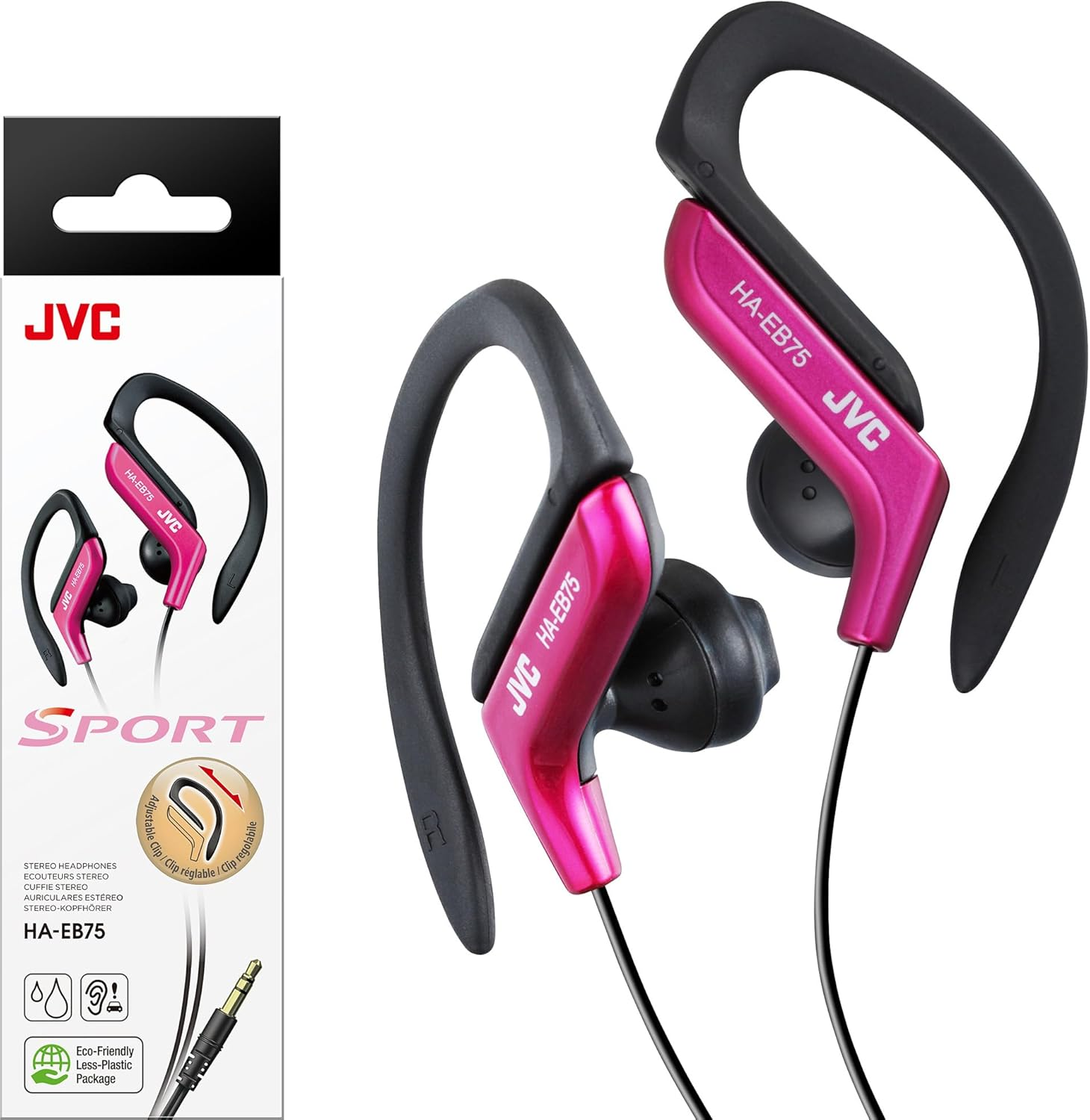 JVC HAEB75R Sports Clip Headphone, Red