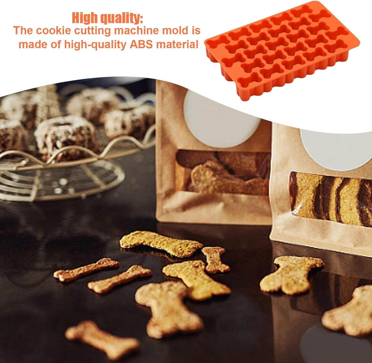 Cookie Cutter, 25-Cavity Dough Cutter, Reusable Dough Tool, Cracker Cutters, Kitchen Gadget for Bone Shaped Foods, Cookies, Dough, Bread image number 3