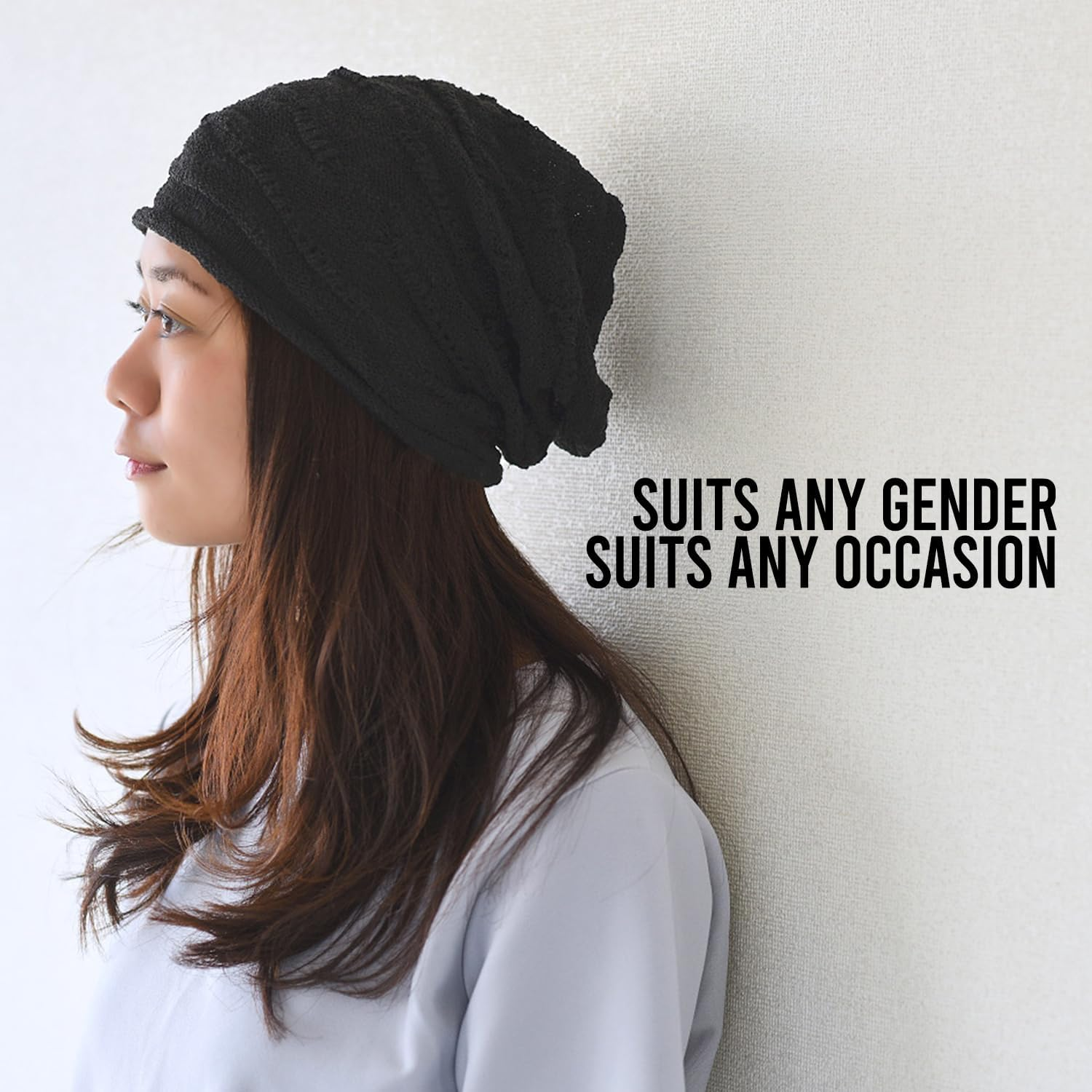 CHARM Mens Summer Cotton Beanie Hat - Slouchy Womens Cooling Light Weight Japan Cap - Dark Grey image number 2