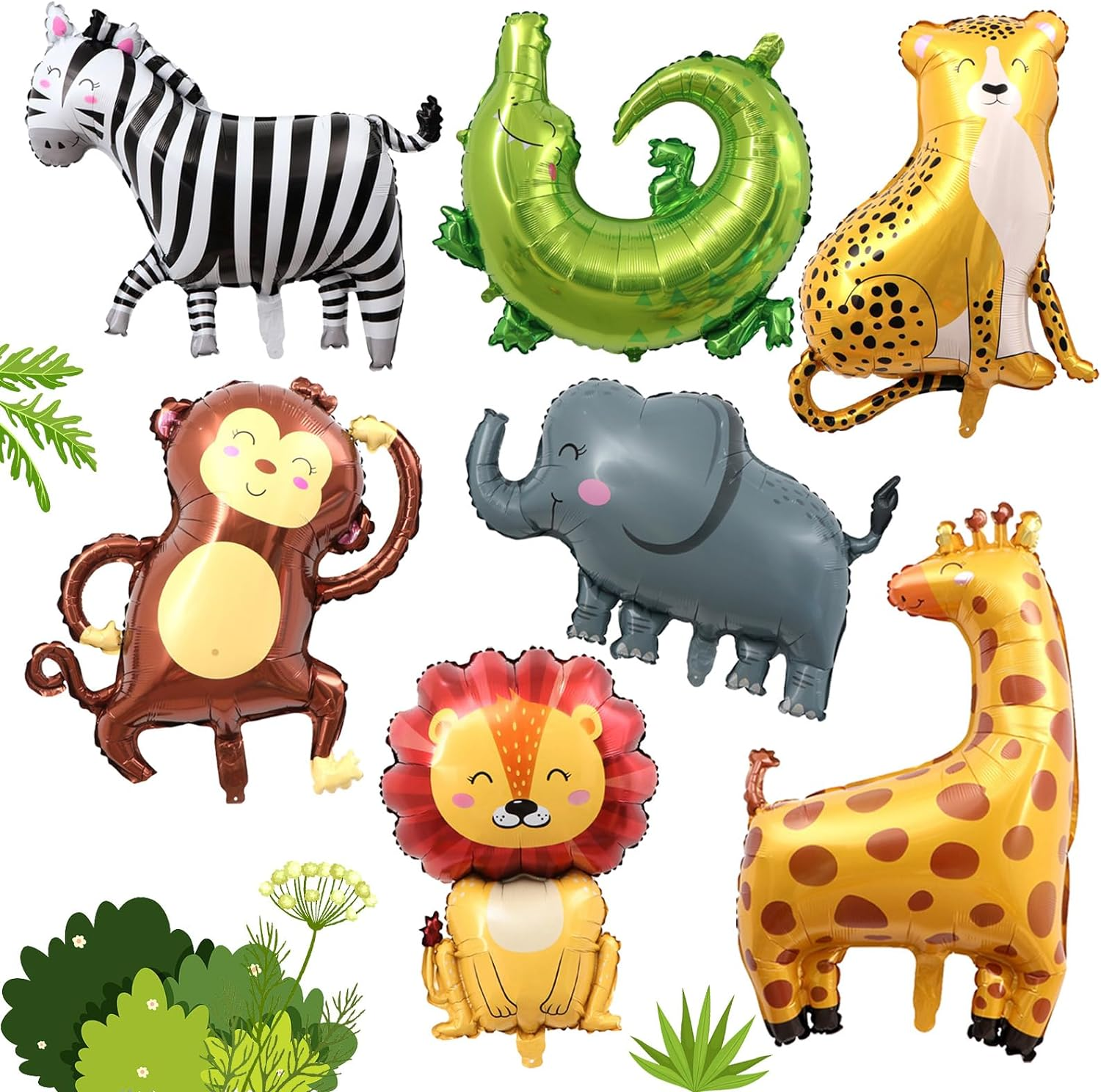 Pack of 7 Jungle Animal Balloons, 3D Jumbo Leopard Lion Monkey Zebra Giraffe Helium Balloon Set, Foil Balloon Forest Animals for Children Boys Girls Jungle Birthday Jungle Safari Animals Baby Shower image number 5