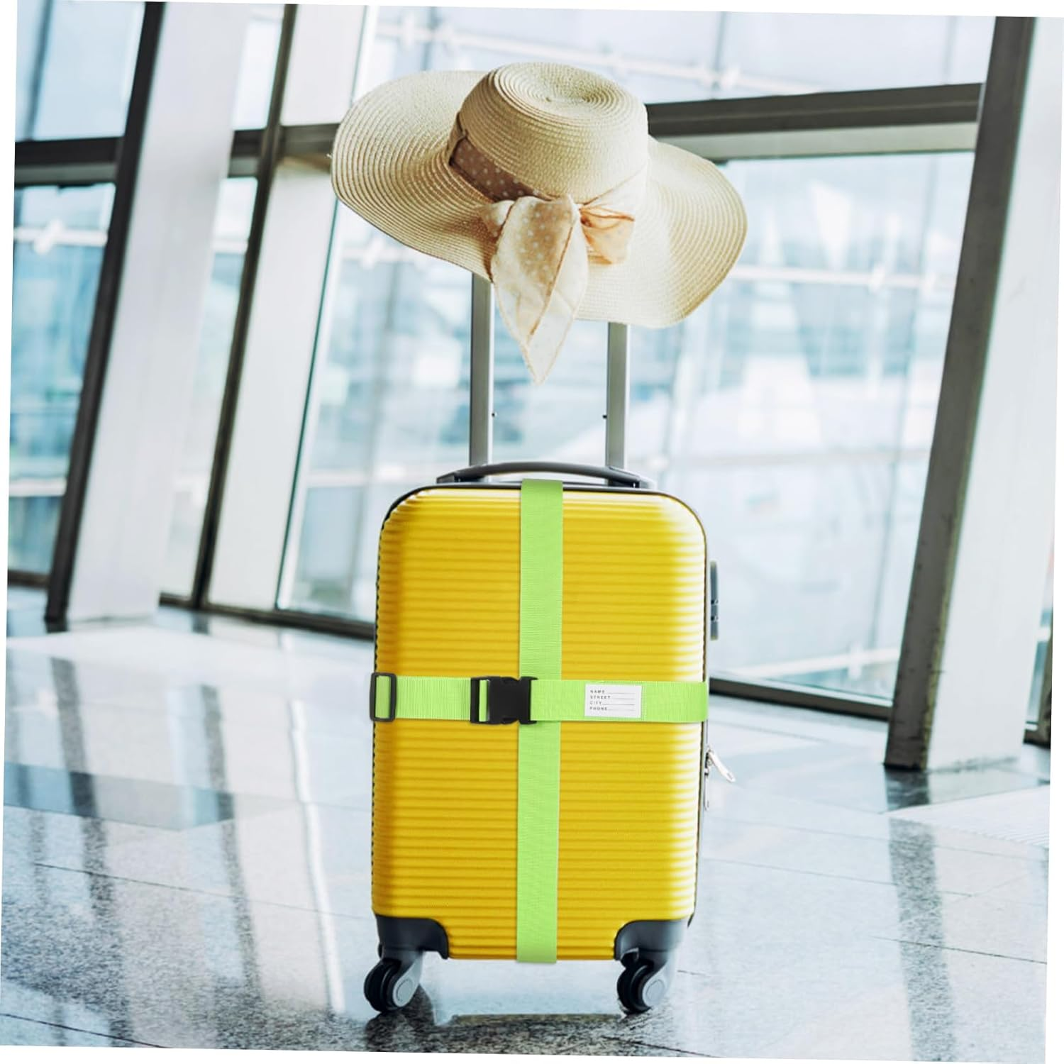 OSALADI 4Pcs Adjustable Luggage Straps Fluorescent Green Polypropylene Fiber Suitcase Belts for Secure Travel Bag Bundling and Easy Identification