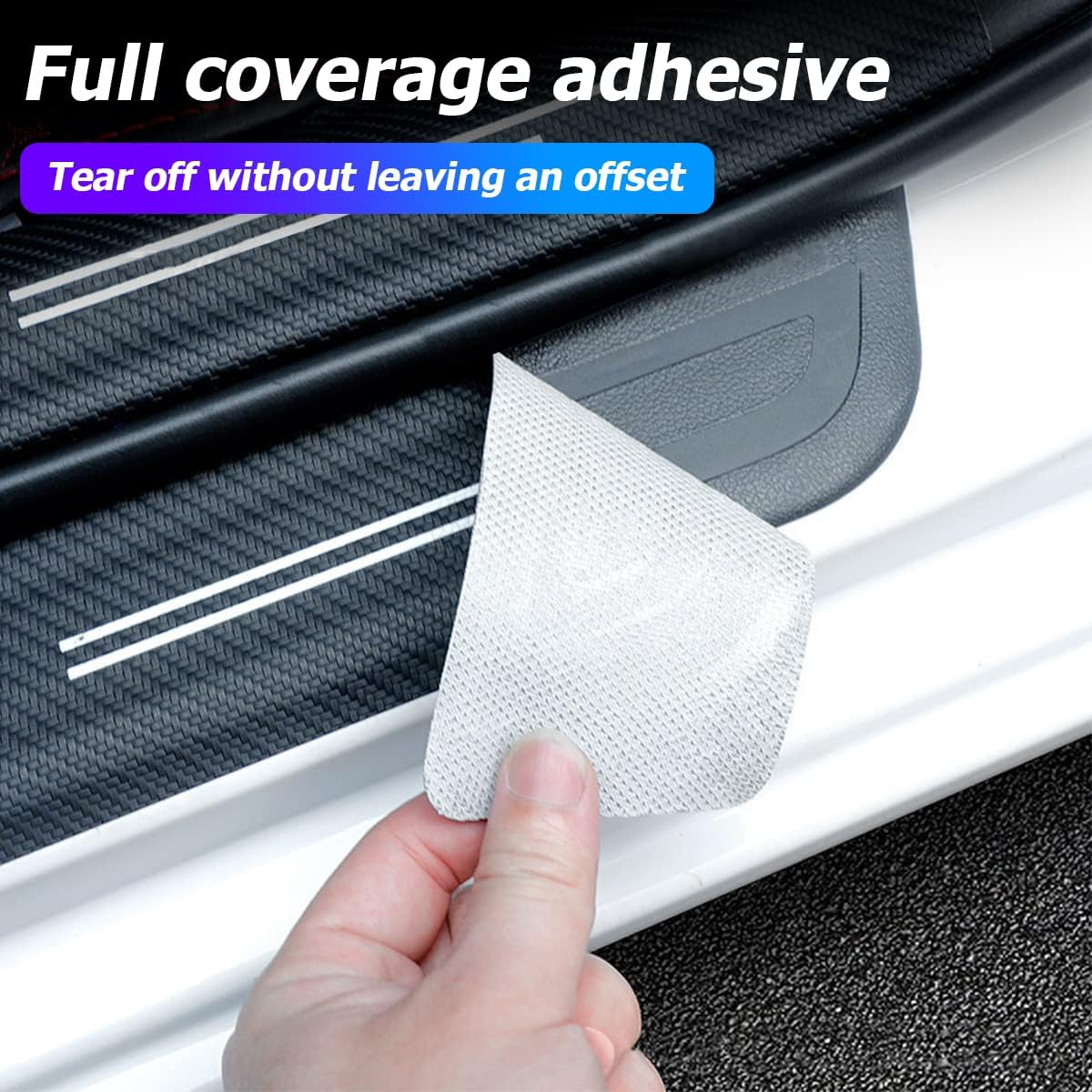 AUCELI 4PCS Car Door Sill Protector and 1PCS Rear Bumper Guard, Carbon Fiber Anti-Scratch Cover Strips, Trunk Door Entry Edge Protection Sticker, Auto Accessories Universal for Most Vehicles image number 1