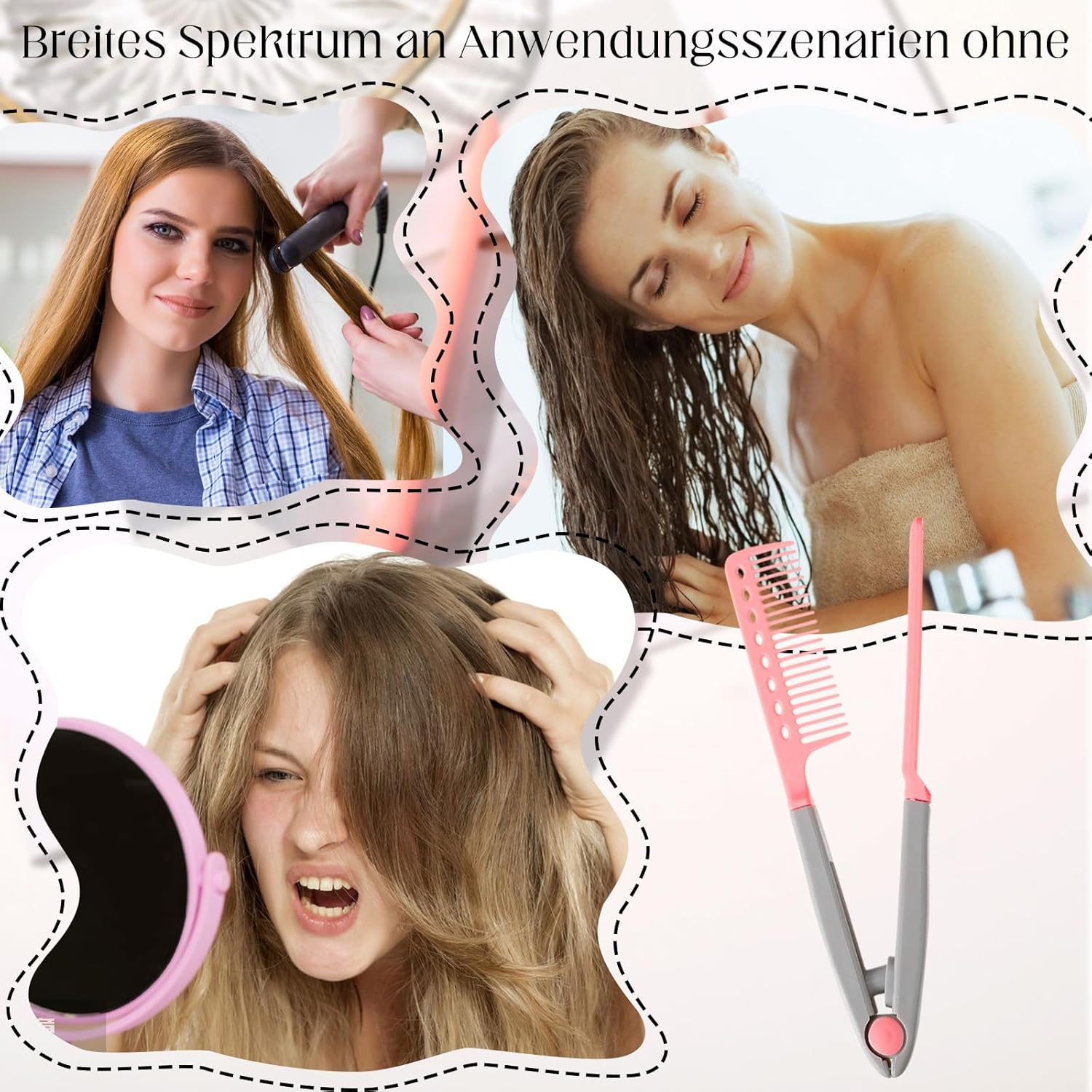 Straightening Comb for Hair, Hair Brush, Straightening Comb for Irons, V-Shaped Ironing Accessories, Styling Brush for Dating, Holiday, Commuting, Home, Travel