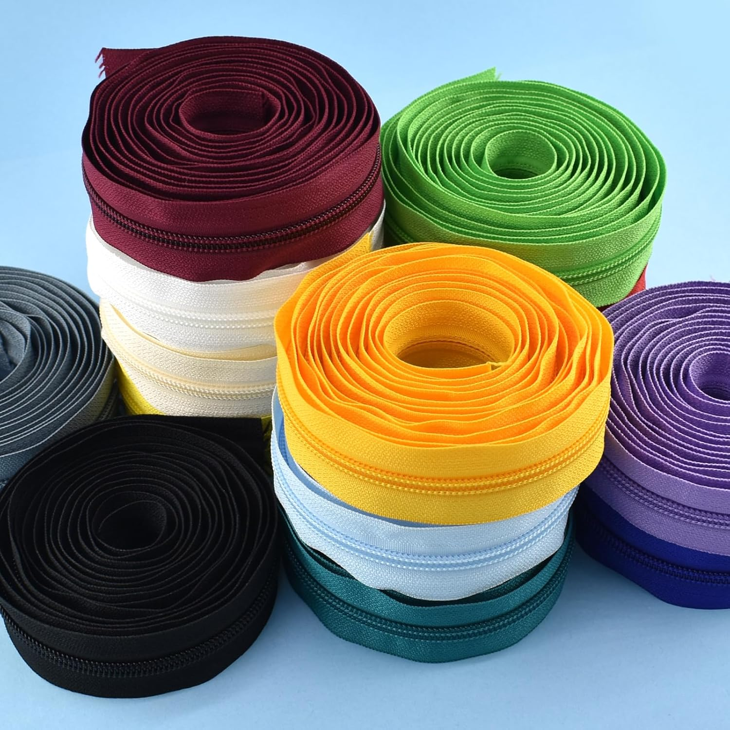 42 Yards 14Pcs Zippers by 5 Nylon Coil in Assorted Colors with 112 Zipper Sliders Pull Head for DIY Tailor Sewing Crafts Supplies, 14 Color image number 2