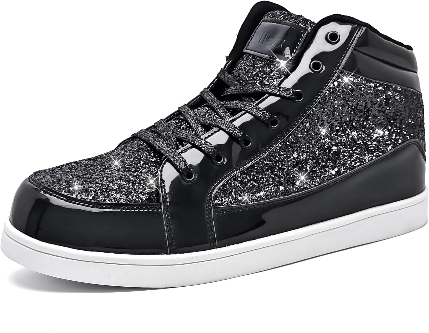 Igxx Glitter Shoes for Men High Top Flashing Party Casual Lace-Up Sneakers Men