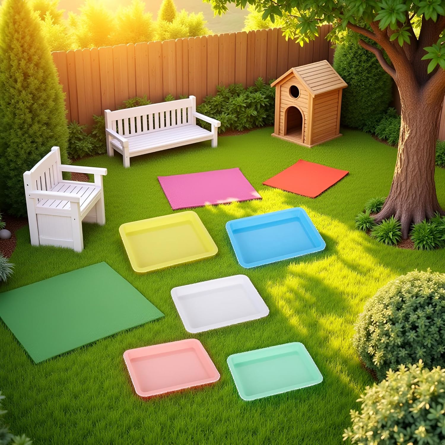 5 Pcs Plastic Kitten Litter Boxes Small Bunny Litter Box Open Cat Litter Box Pet Kitty Litter Pan Portable Cat Waste Tray for Indoor Cats, Standard Litter Boxes image number 3