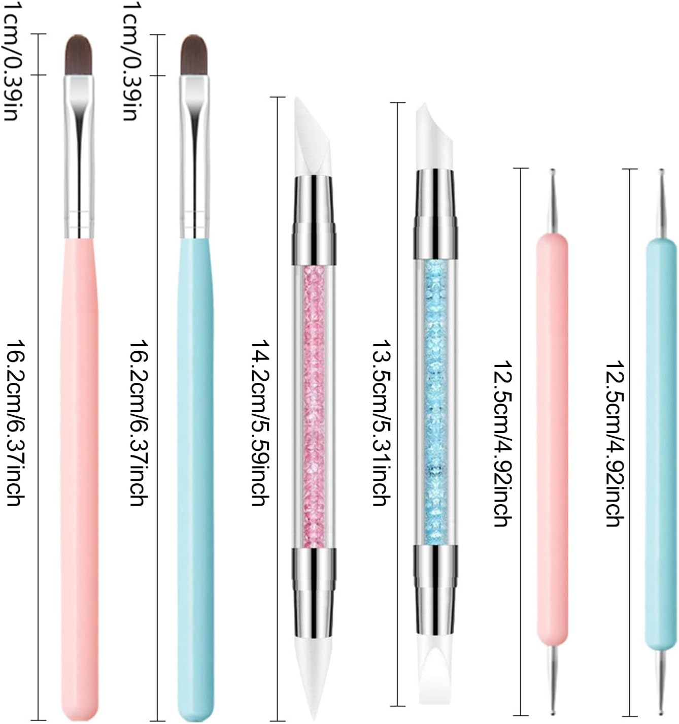 Reayou Nail Art Brushes Set, 6 PCS Nail Art Design Pens Painting Tools, Double-Headed Silicone Brush and Gel Dotting Pen for Manicure Sticker DIY Coloring Nail Extension Cleaning Salon Home image number 4