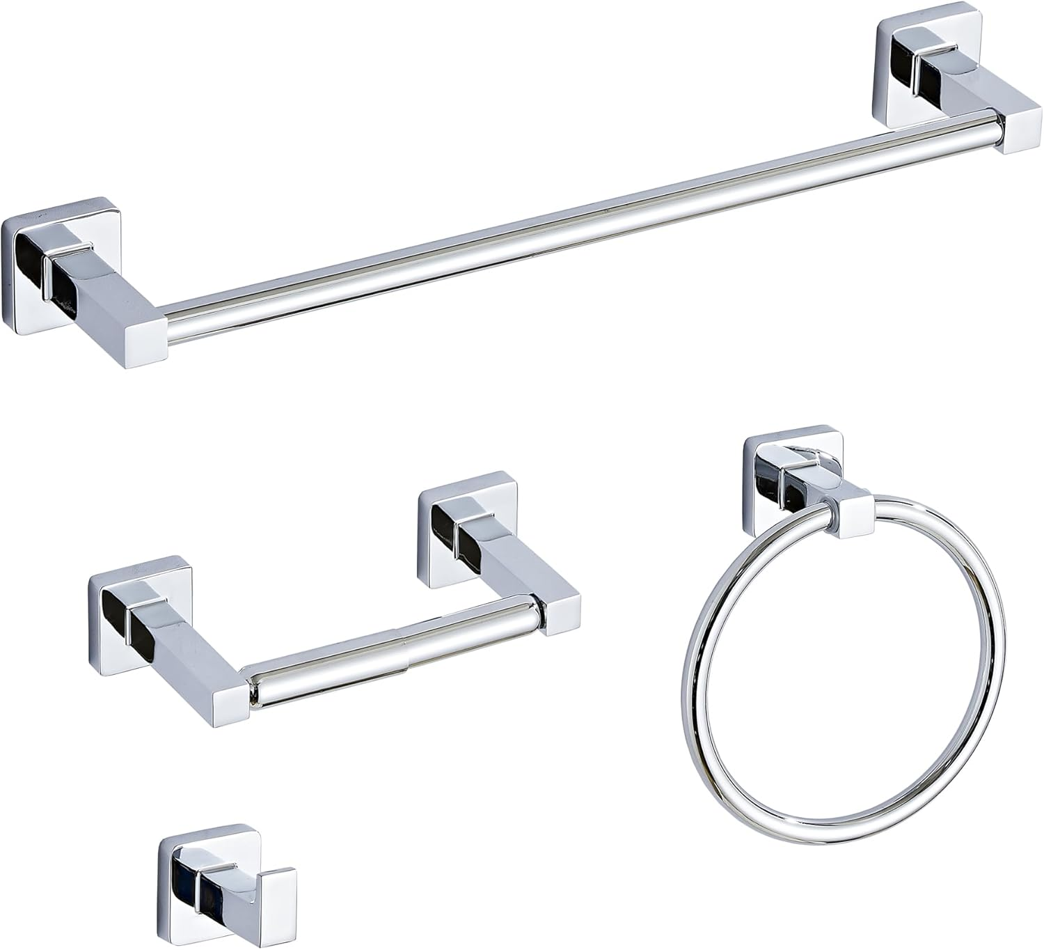 Brushed Nickel Bathroom Hardware Set 4 Pieces,Towel Bar Set Stainless Steel Wall Mounted, Includes 16In Hand Towel Bar, Towel Ring, Robe Towel Hooks,Toilet Paper Holder, Bathroom Towel Rack Set&hellip;