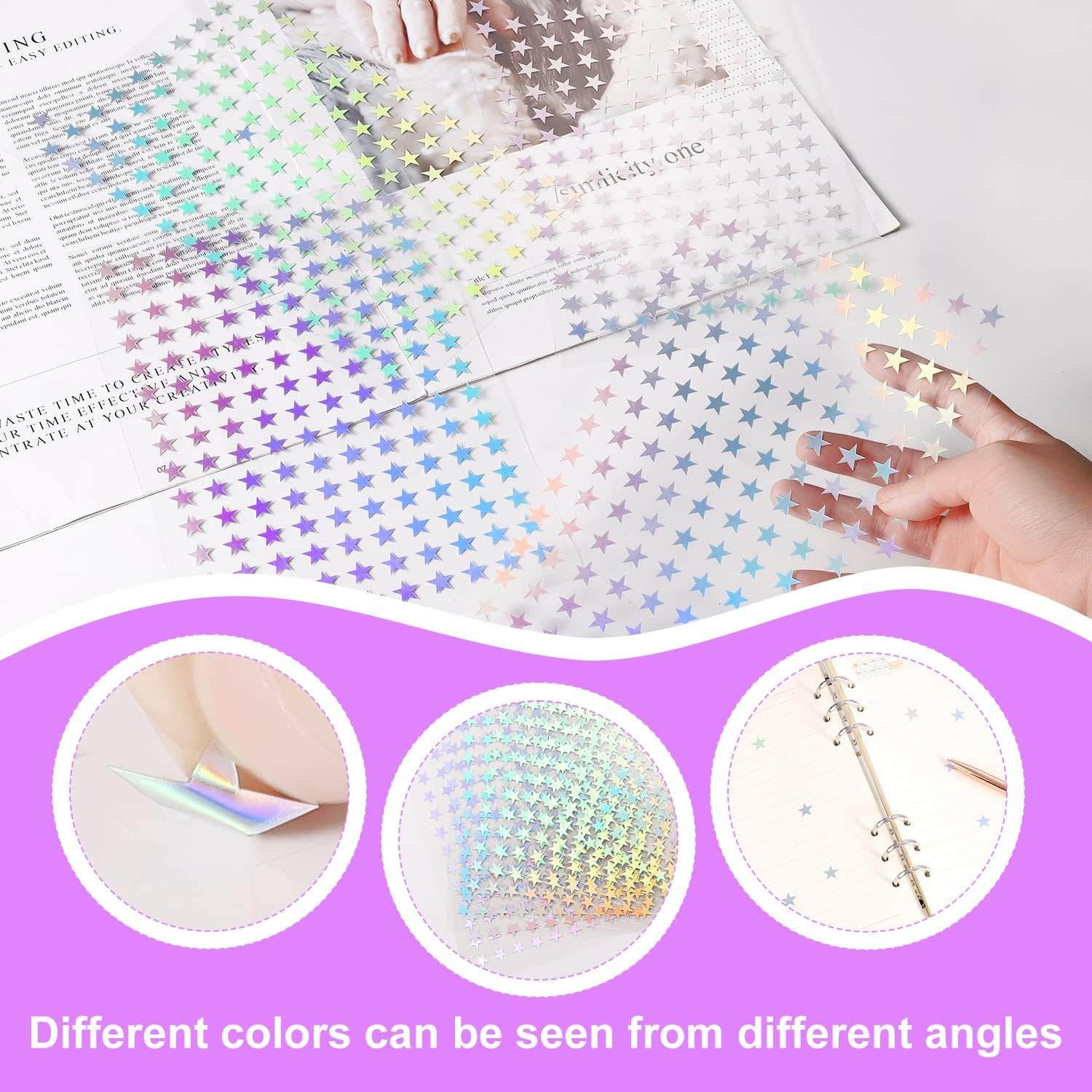 1500Pcs Holographic Self-Adhesive Star Sticker for Crafts - Laser Five-Pointed Mini Foil Stars for Kids Reward at School Classroom (Laser Silver) image number 2