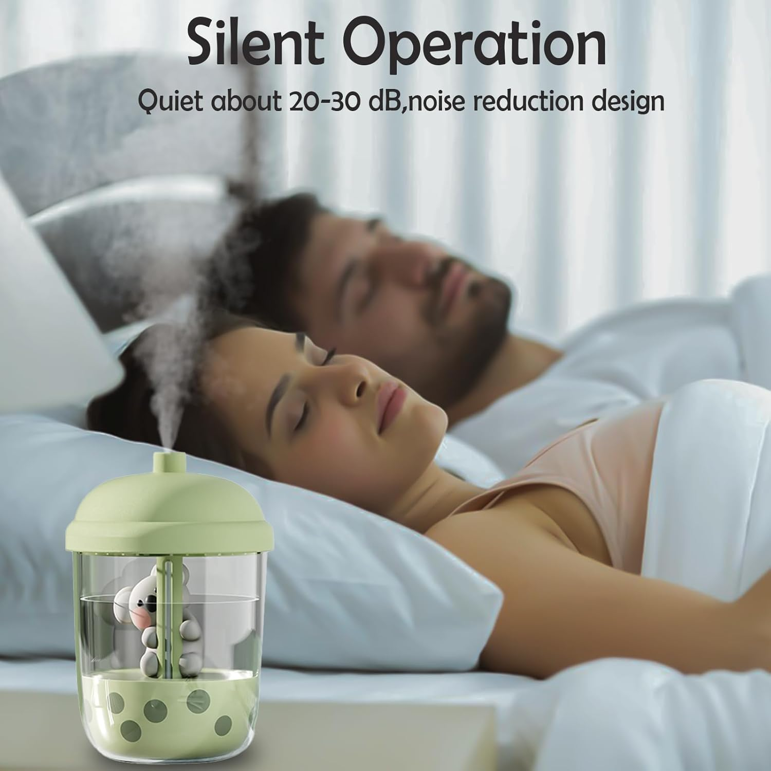 Kwude 450Ml Portable Humidifier, Mini Cool Mist Humidifier with Night Light, USB Personal Humidifier Auto Shut-Off, Ultra-Quiet (Green) - Pink image number 7