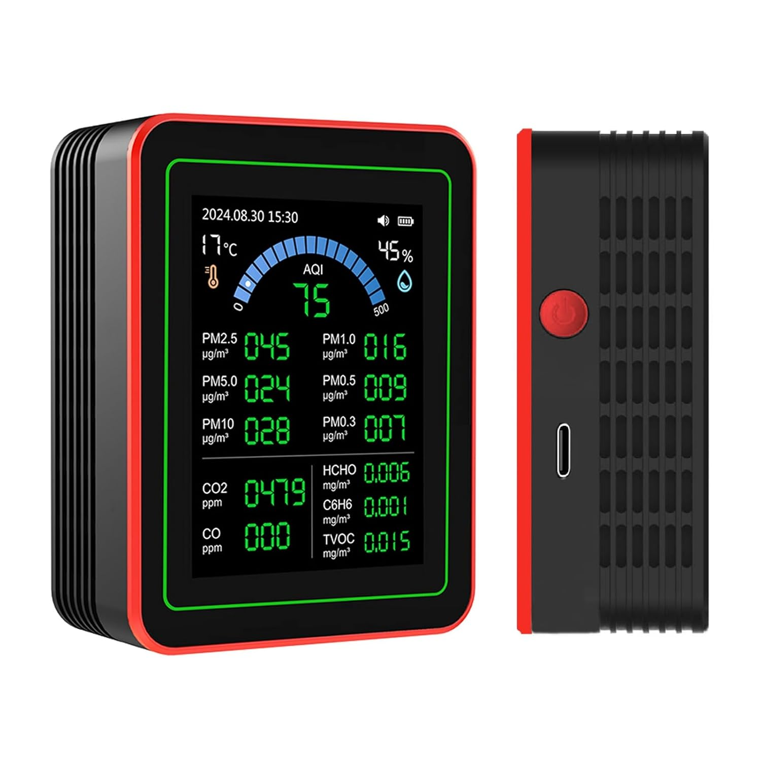 Pomya Air Quality Meter, Portable Portable Air Quality Meter Easy to Read of Precise Reading Battery Type C Cargo for the Home image number 3