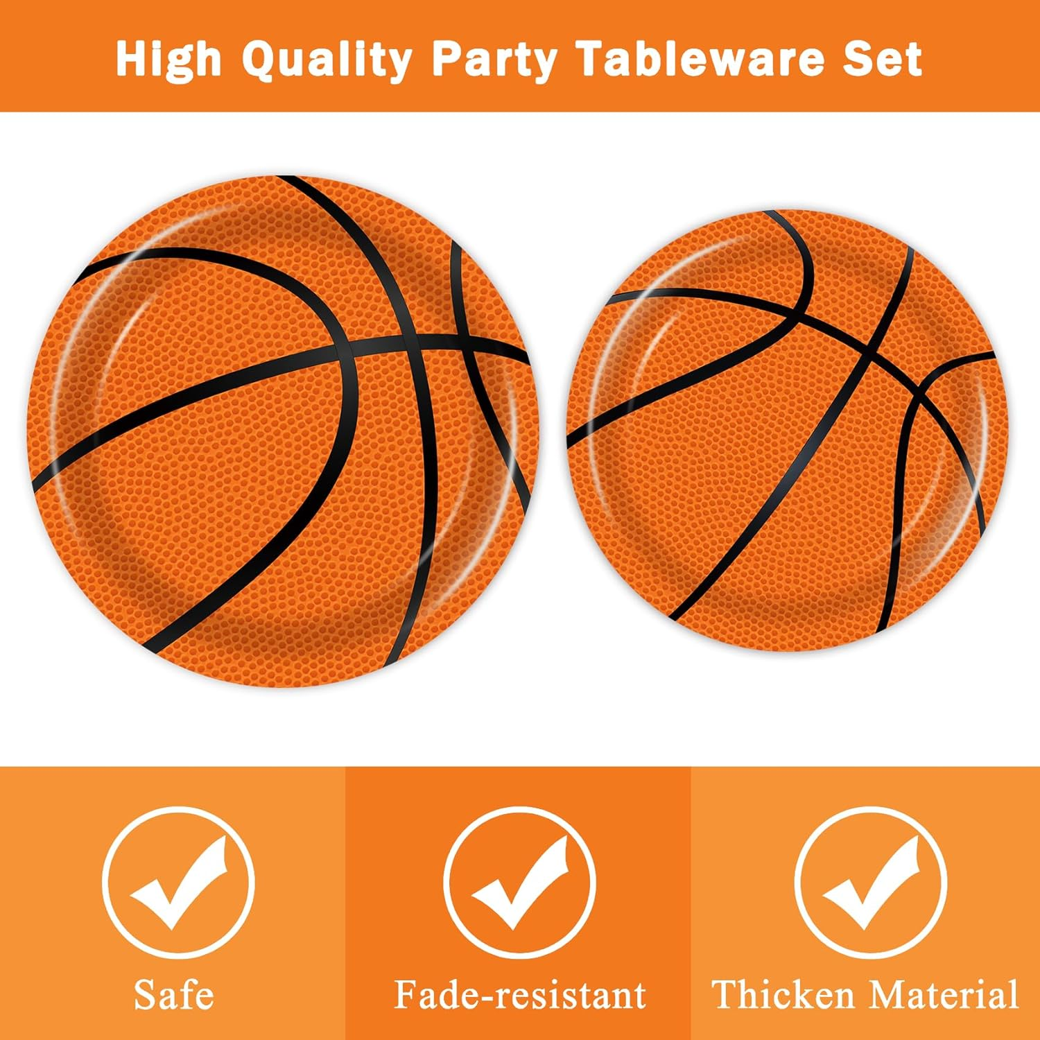 96 Pcs Basketball Plates & Napkins - Party Supplies, Birthday Decorations, Party Favors for Kids image number 2