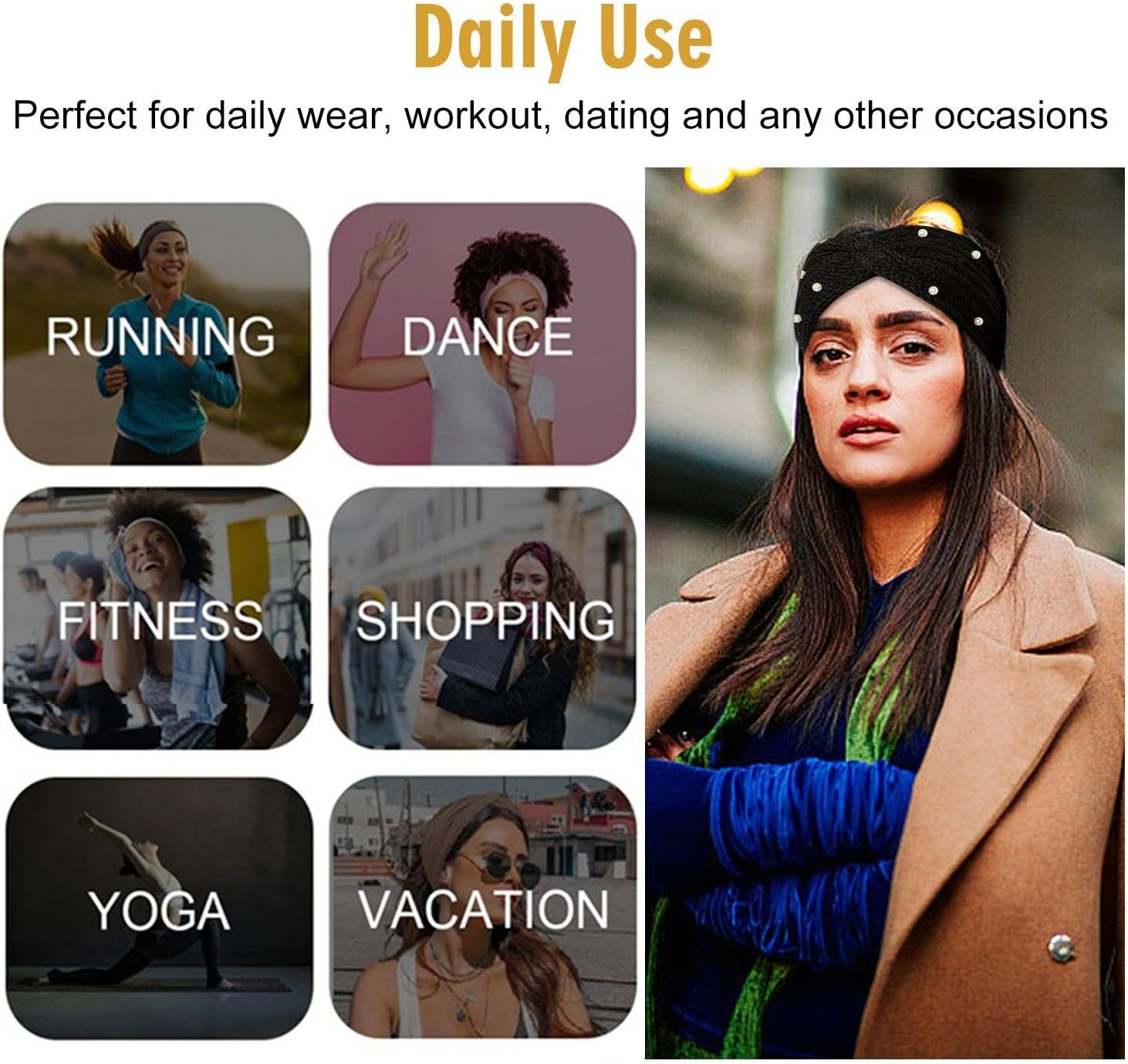 Pack of 6 Knitted Headbands, Women'S Headband, Fashionable Simple Headband, Warm Headband, Elastic Headband image number 4