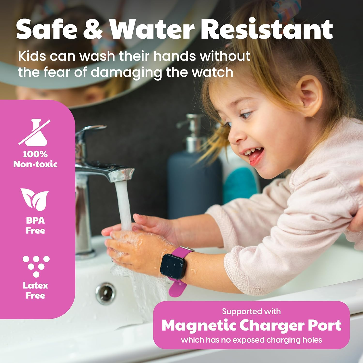 Potty Training Watch for Kids V2 a Water Resistant Potty Reminder Device for Boys & Girls to Train Your Toddler with Fun/Musical & Vibration Interval Reminder with Potty Training Ebook - Magenta image number 2
