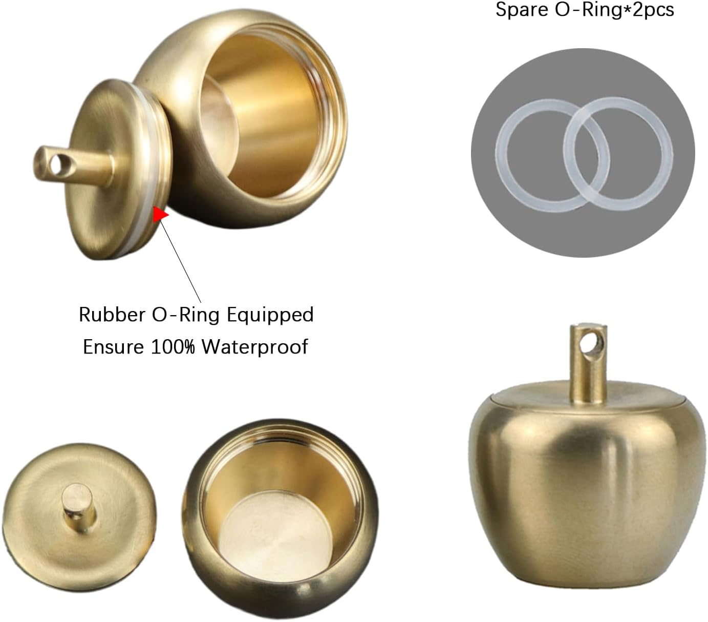 Keychain Pill Box Organiser, Waterproof Pill Holder with Lobster Clasp Clip, Portable Pill Container for Travel Pocket Purse, Cute Apple Shape Pendant for Necklace, Small EDC Pill Case with Keyring for Outdoor/Daily/Emergency (Apple-Brass) image number 1