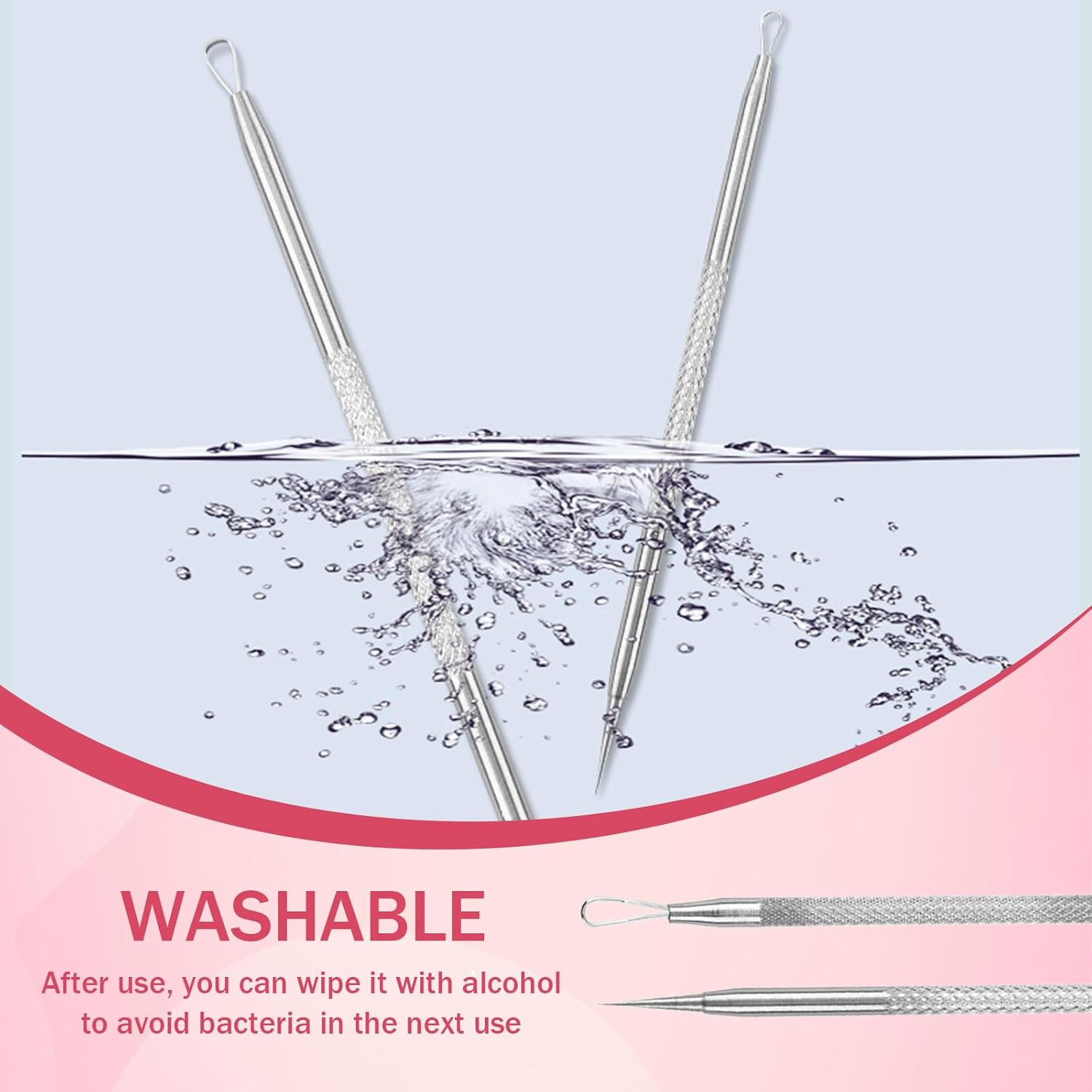 Black Blackhead Tool Kit,Stainless Steel Acne Needles Double Side Spot Squeezer Tool Pimple Extractor Popper Tool Kit Used to Remove Facial Blackheads and Pimples image number 5