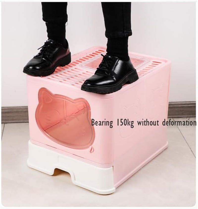 Meikuler Cat Litter Box Large Litter Pan for Cats Foldable Litter Boxes Comes with Cat Litter Scoop (Upg-Pink) image number 1