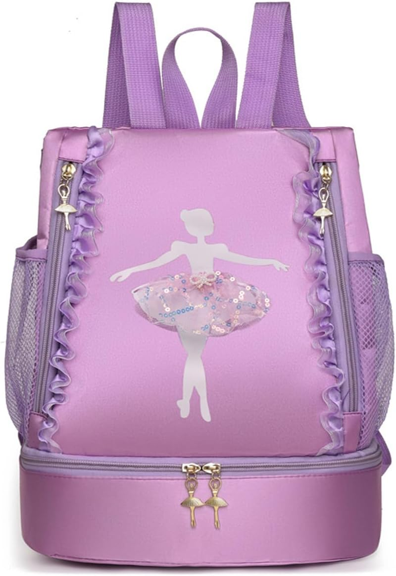 Ballet Dance Backpack with Separate Shoe Compartment,Ballet Dance Bag,Ballerina Bag for Dancer, Small Duffle Bag for Girl