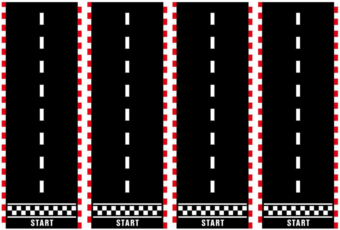 AIMALL 4 PCS Racing Themed Party Runner, Black and White Checkered Race Track Floor Decoration, 78.74" X 23.62" Durable Background Cloth for Events image number 2