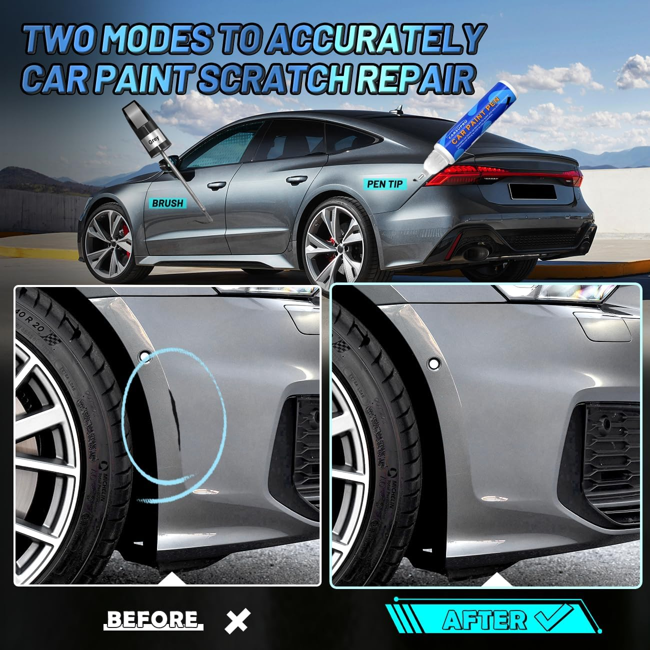 Touch up Paint for Cars,Car Paint Scratch Repair Color Accurate Quick Fix and Convenient Operation(Aini Grey) image number 5