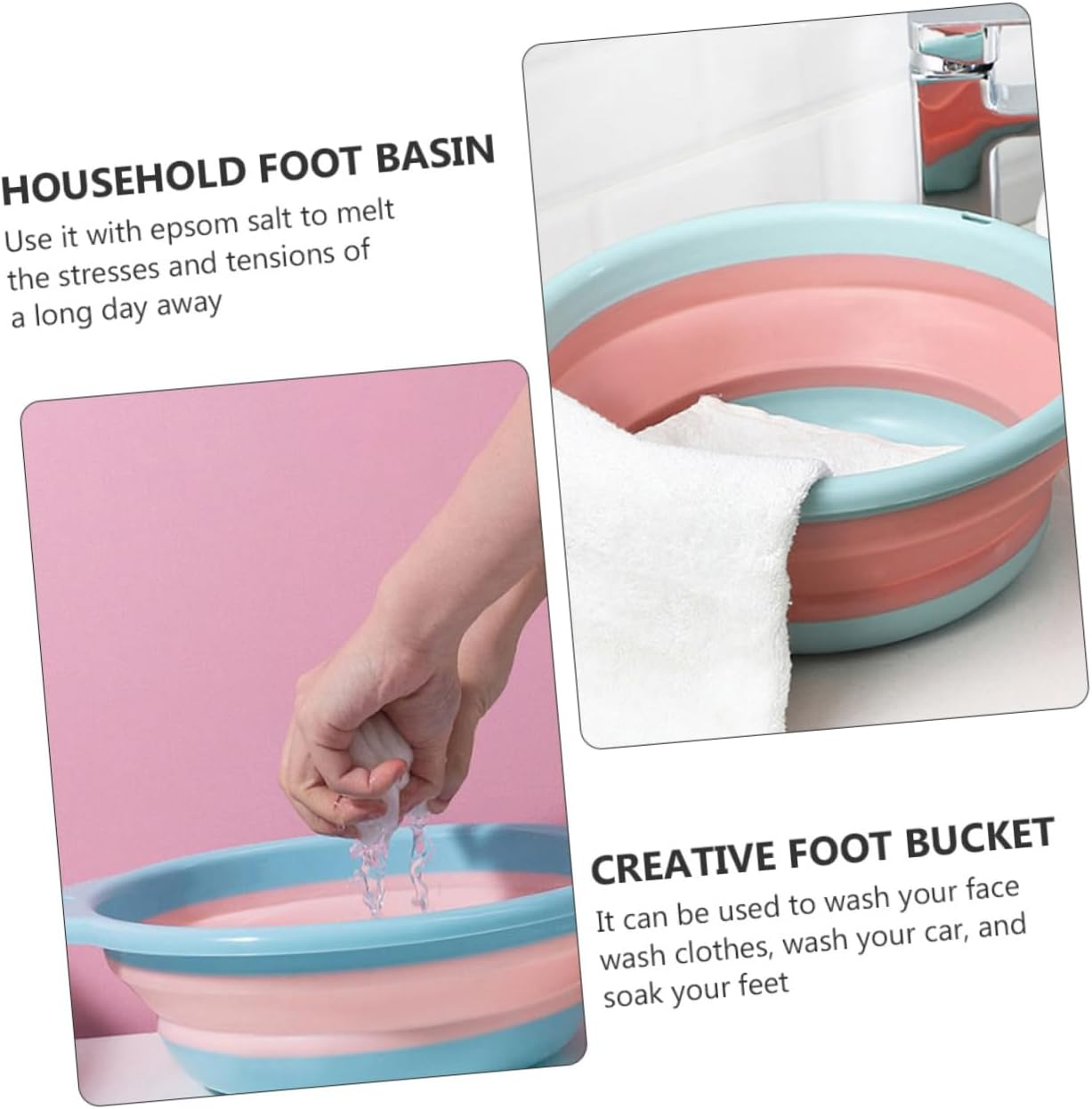CIMAXIC Epsom Salt Foot Soak Basin Foldable Dish Basin Household Water Bucket for Home Travel Use image number 6