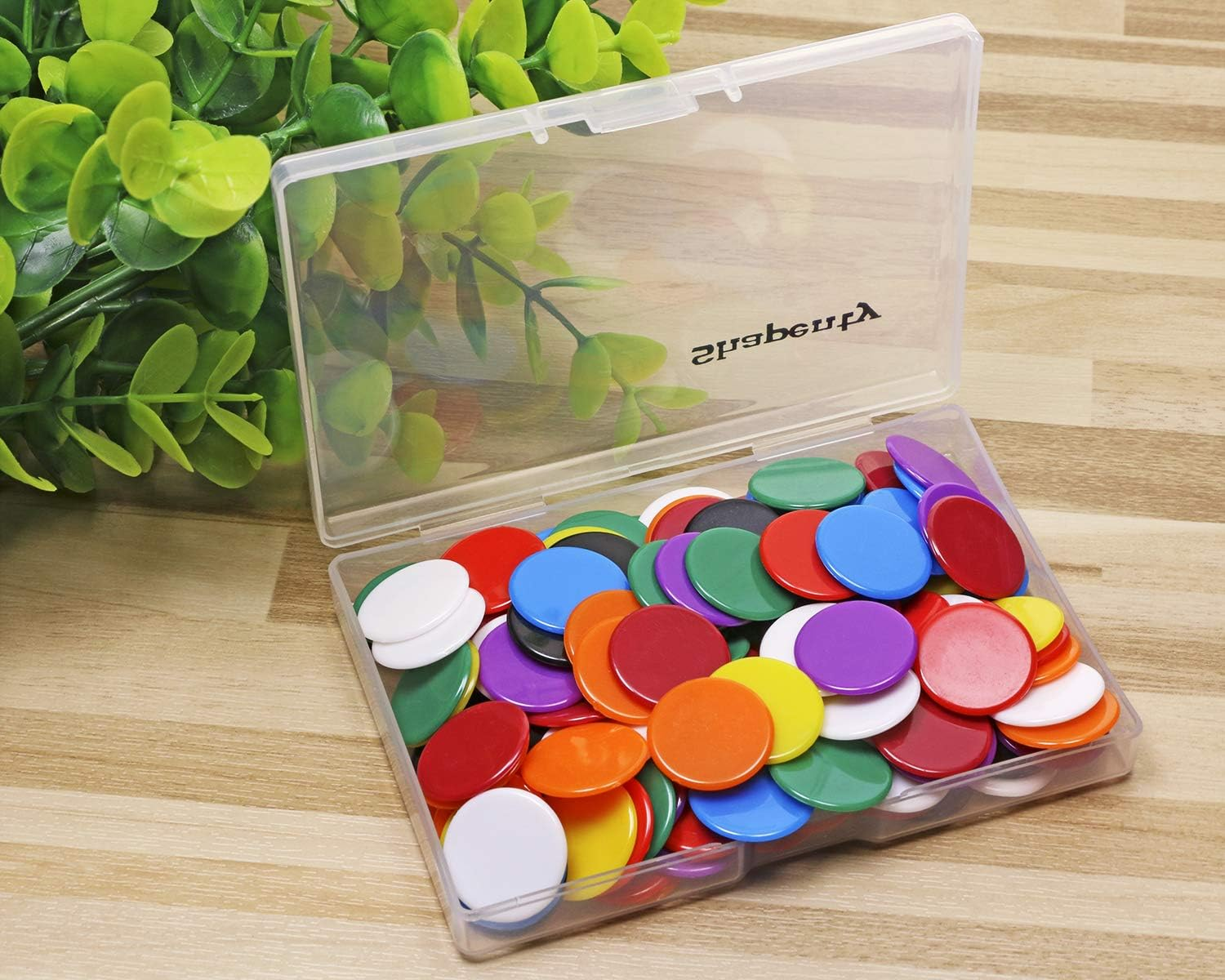 Shapenty 3/4Inch / 19Mm Small Plastic Learning Counters Disks Bingo Chip Counting Discs Markers for Math Practice and Poker Chips Game Tokens with Storage Box, 9 Colors, 135PCS