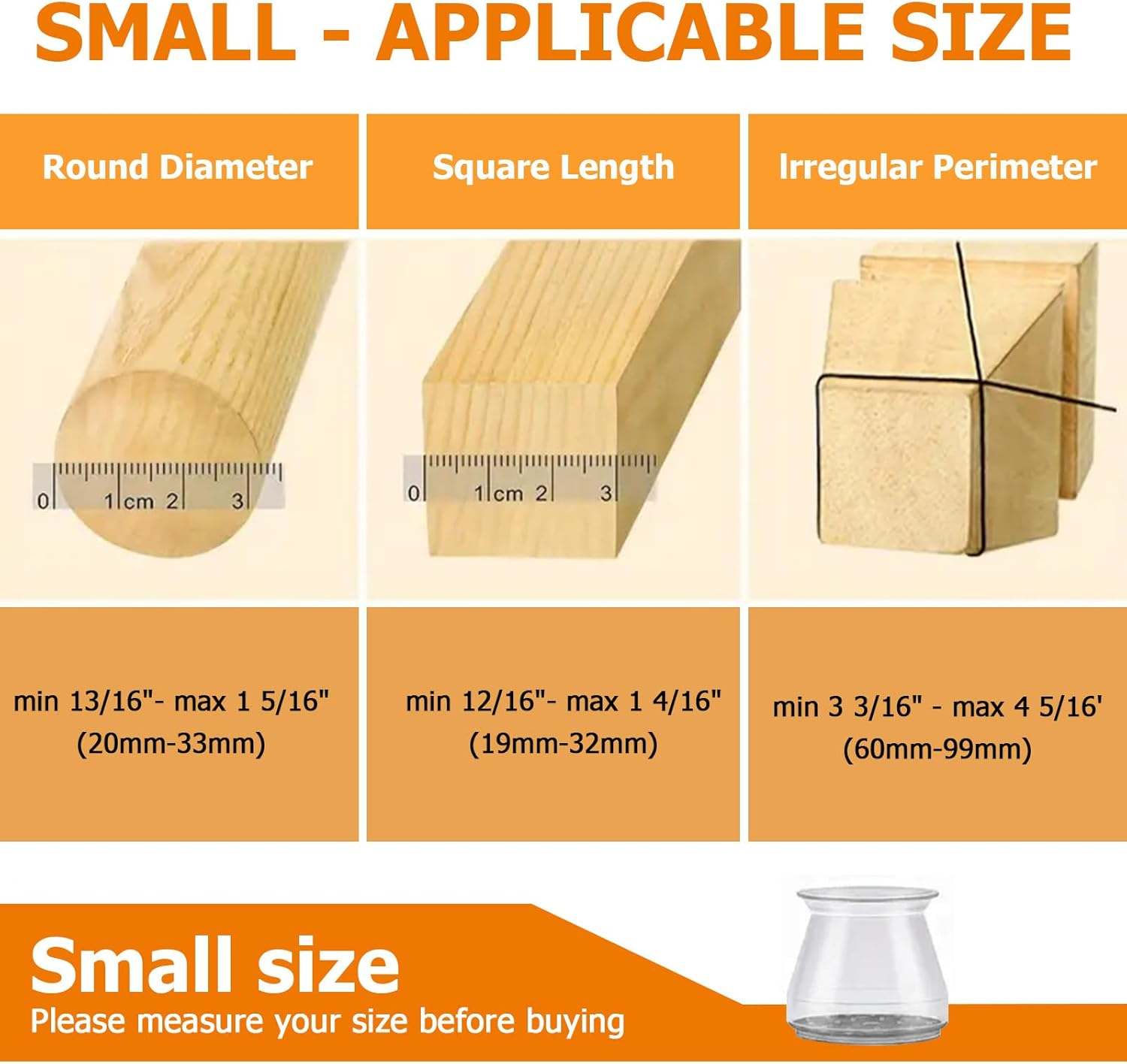 32PCS Silicone Chair Leg Protectors - Thicken Rubber Chair Feet Caps Covers Pads, Furniture Pads Floor Protectors for Hardwood Floors Protectors for Chairs, No Scratches and Reduce Noise (Clear02, S) image number 3