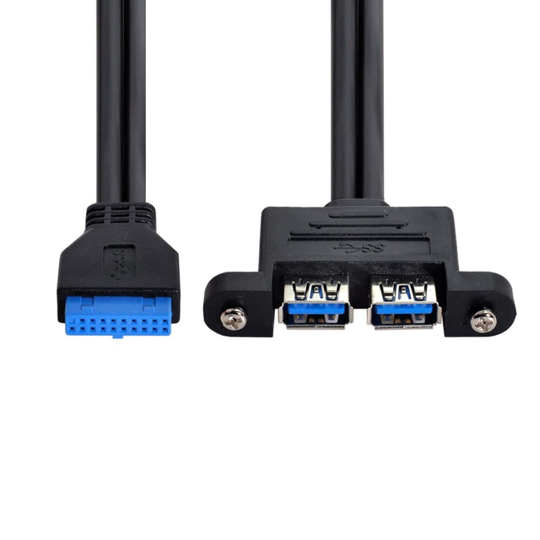 Chenyang Dual Port USB 3.0 Panel Type to Motherboard 20Pin 19Pin 5Gbps Cable 50Cm image number 3