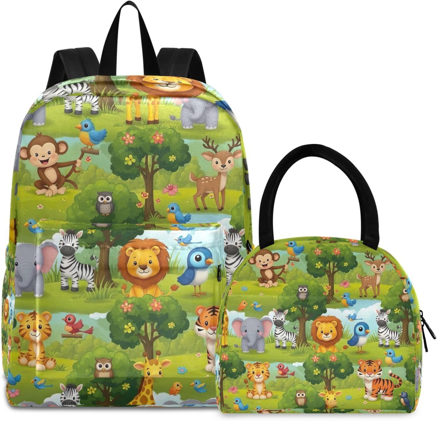RPLIFE Backpack Lunch Box, Cute Cartoon Animals Giraffe Kids Backpacks with Lunch Bag, School Backpacks for Youth Travel and Daily Use image number 2