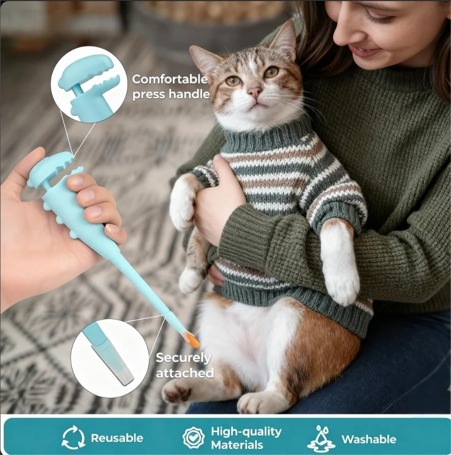 Pet Pill Shooter with 2 Premium Soft Silicone Tips, Medicine Dispenser for Cats and Dogs,Blue and Pink Dinosaur Style-Regular Transparent Style，Fo Acts as Pet Piller, Medicine Feeder (Blue) image number 2