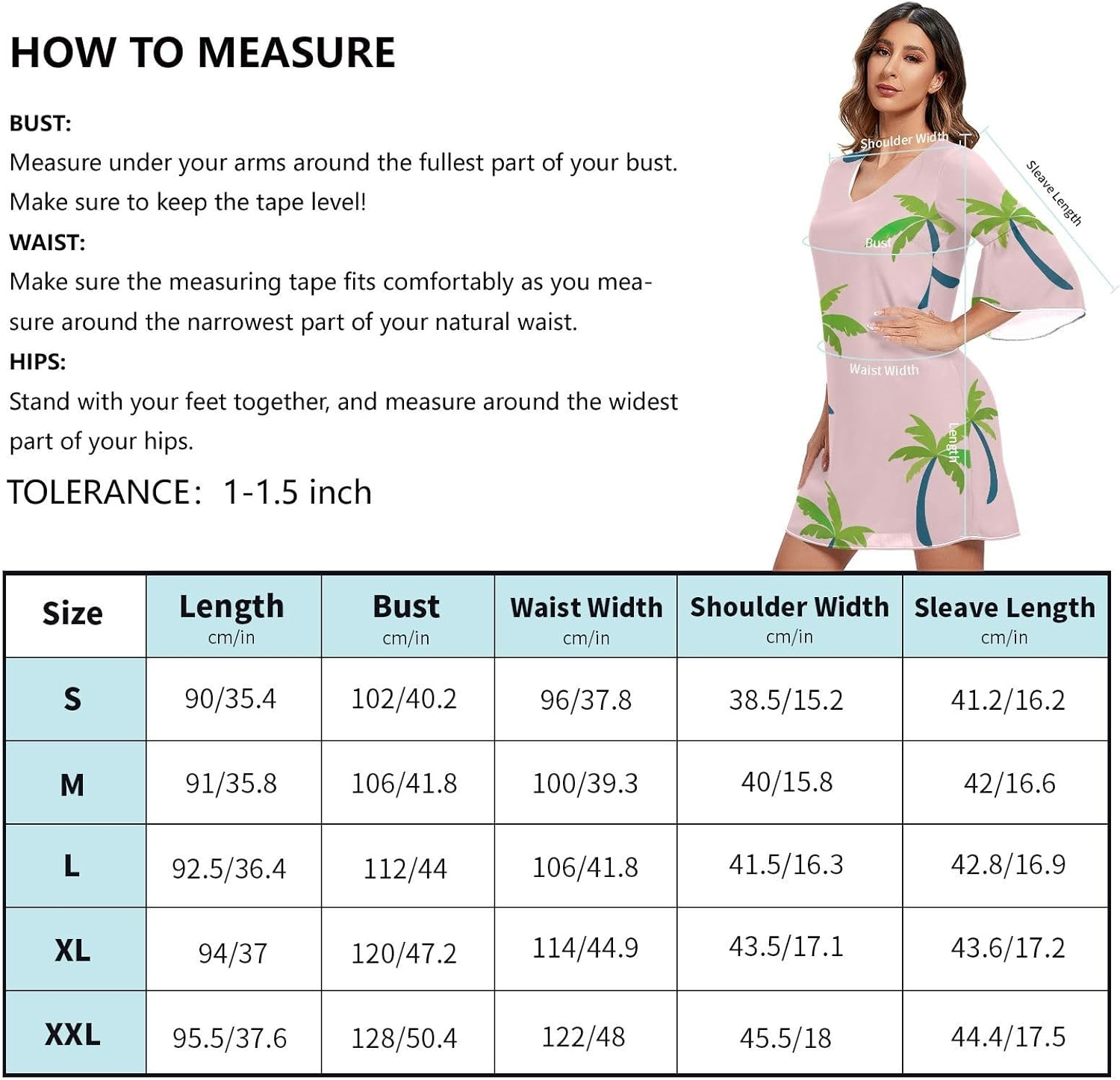 Cartoon Palm Trees Pink Short Dress Printed Maternity Dress Party S-XXL image number 4