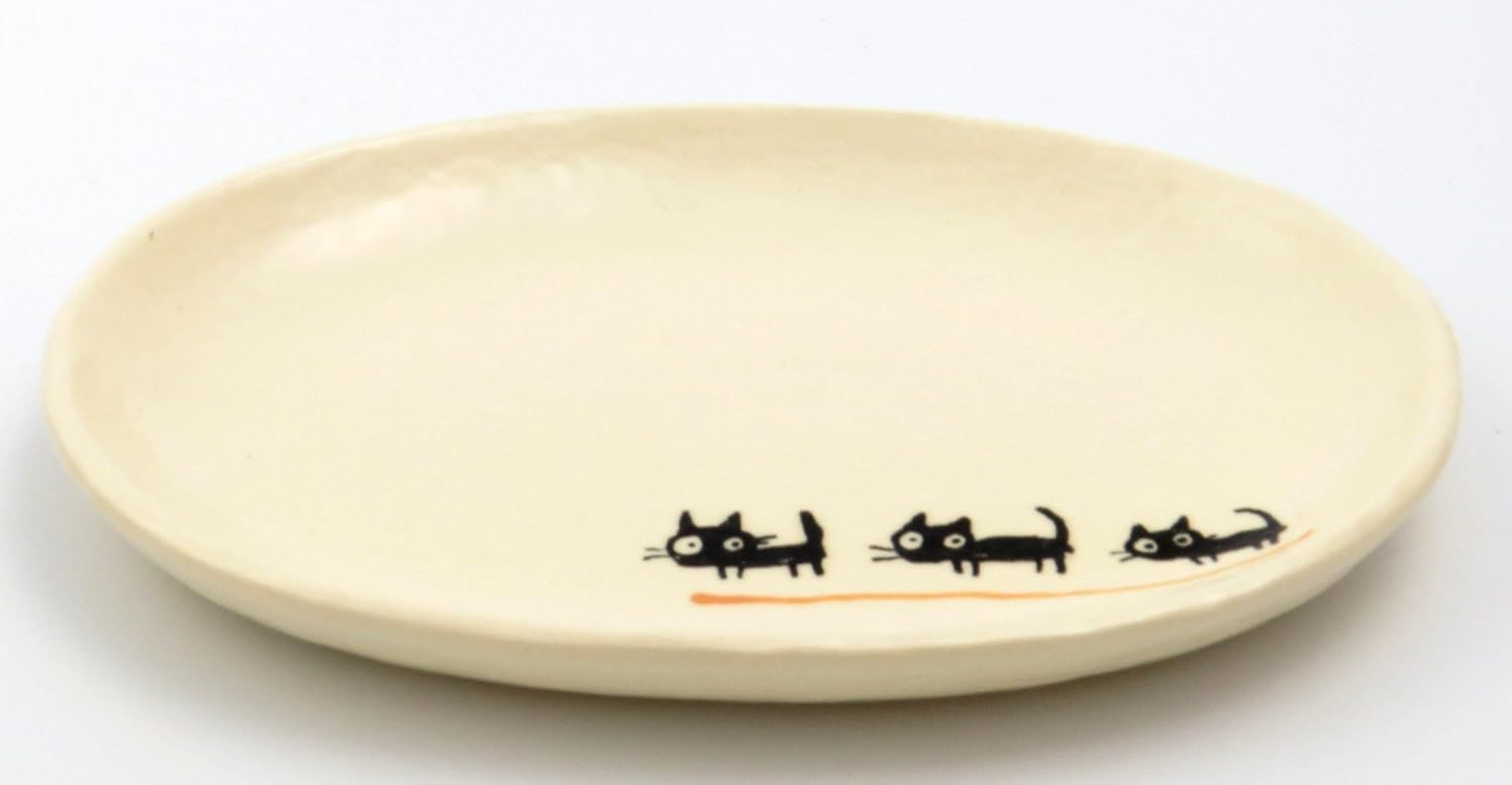 Setoyaki Black Cat Oval Plate (Medium) Orange - Orange image number 3