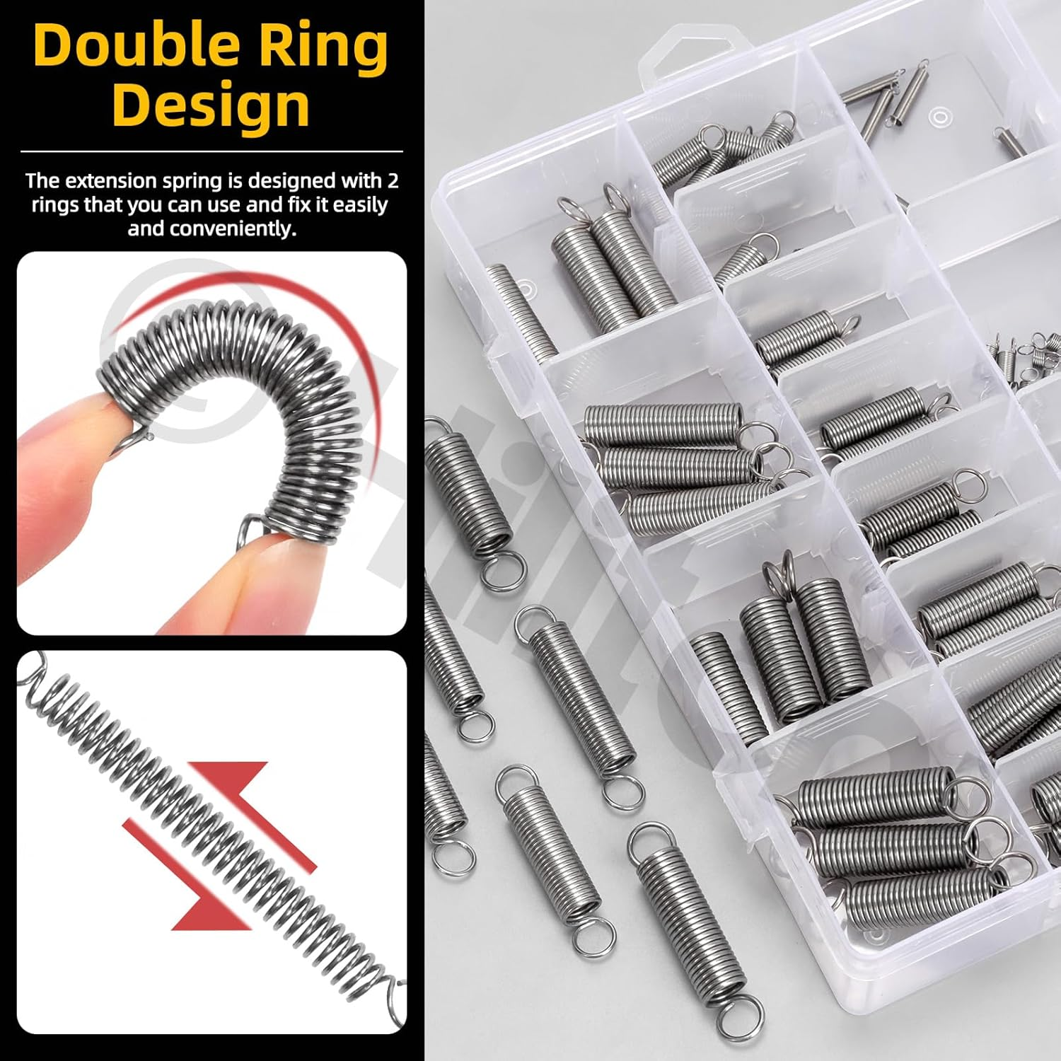 Hilitchi 100Pcs 25Sizes Extension Spring Assortment Kit Extension Spring Stainless Steel Springs Assorted Size Small Springs Compression Tension Springs for Repairs Maintenance image number 1