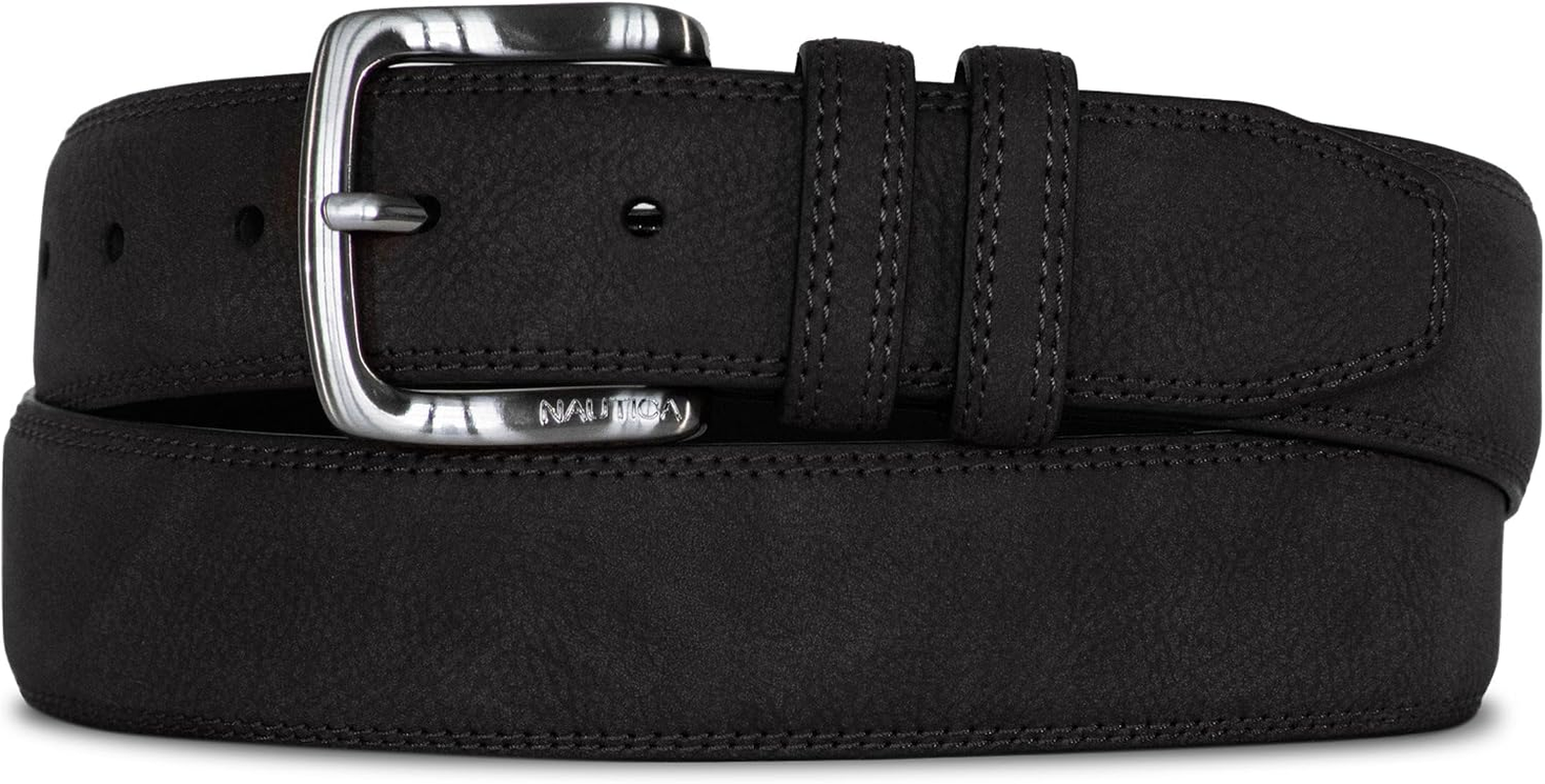 Nautica Men'S Casual Padded Leather Belt with Signature Ornament