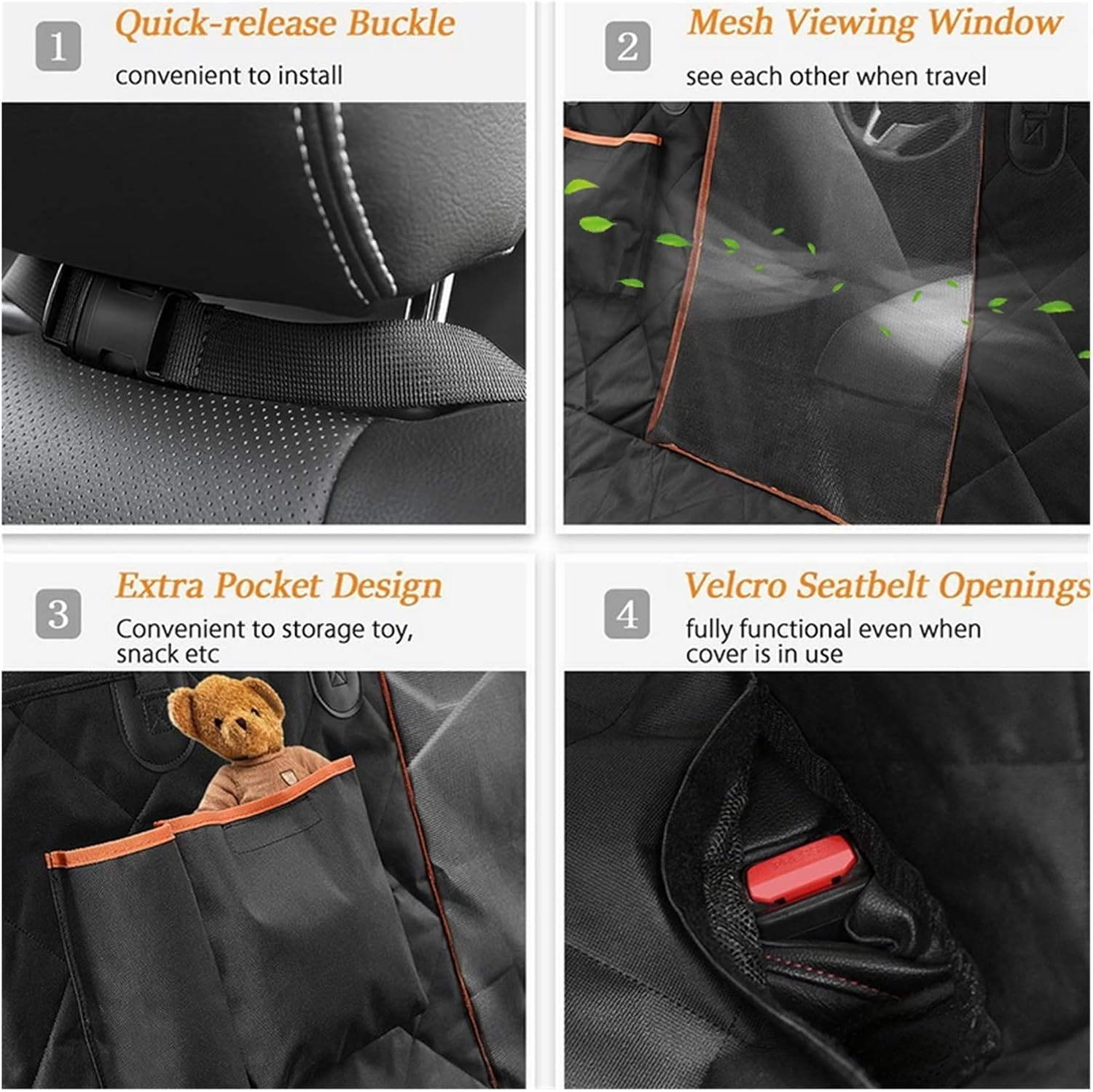 Dog Car Seat Cover Dog Car Seat Cover Pet Dog Travel Mat Mesh Dog Rack Car Hanging Mattress Protector Dog Hammock(Color:4) - 11 image number 7