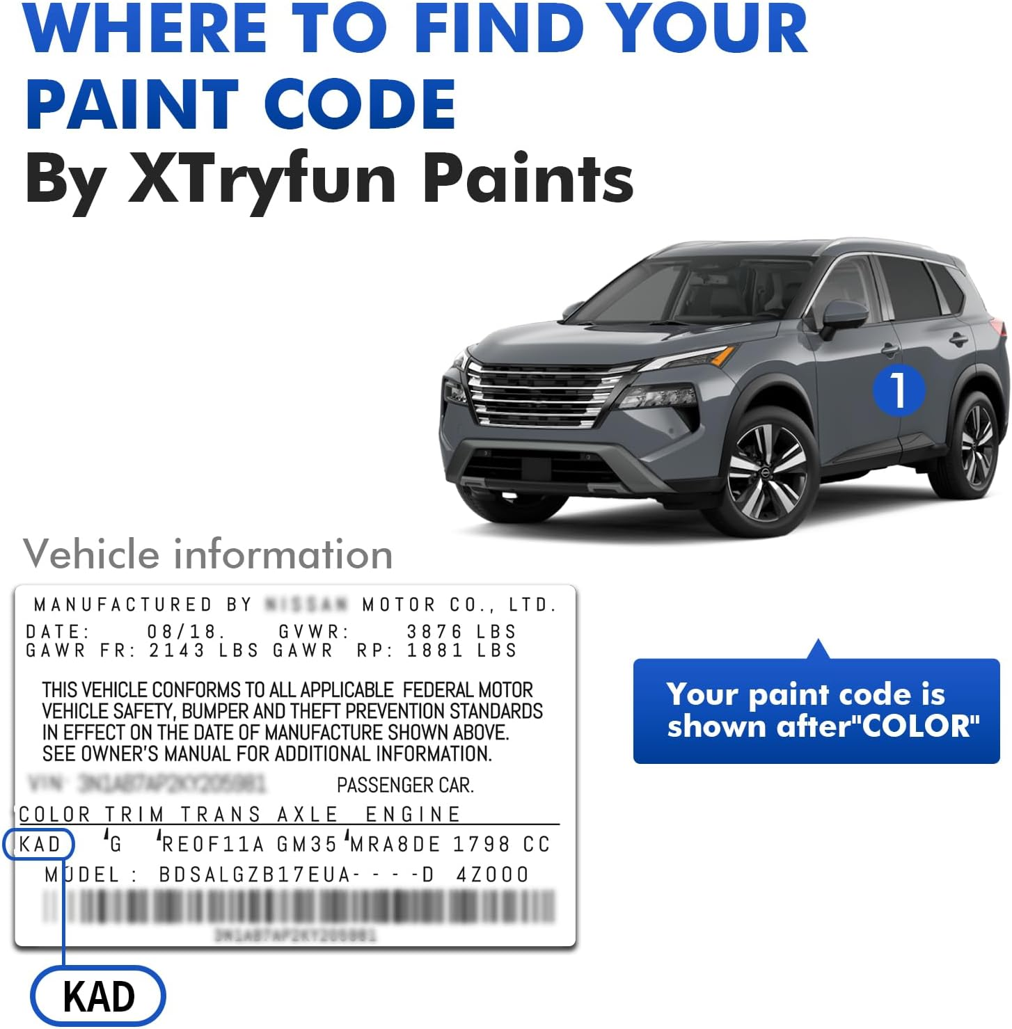 KBY Boulder Gray Touch up Paint Compatible with Nissan, DIY Car Paint Scratch Repair, Automotive Paints, Quick & Easy Fix Scratch Repair for Rogue/Pathfinder/Frontier/Kicks/Murano - Boulder Gray (Kby) image number 2