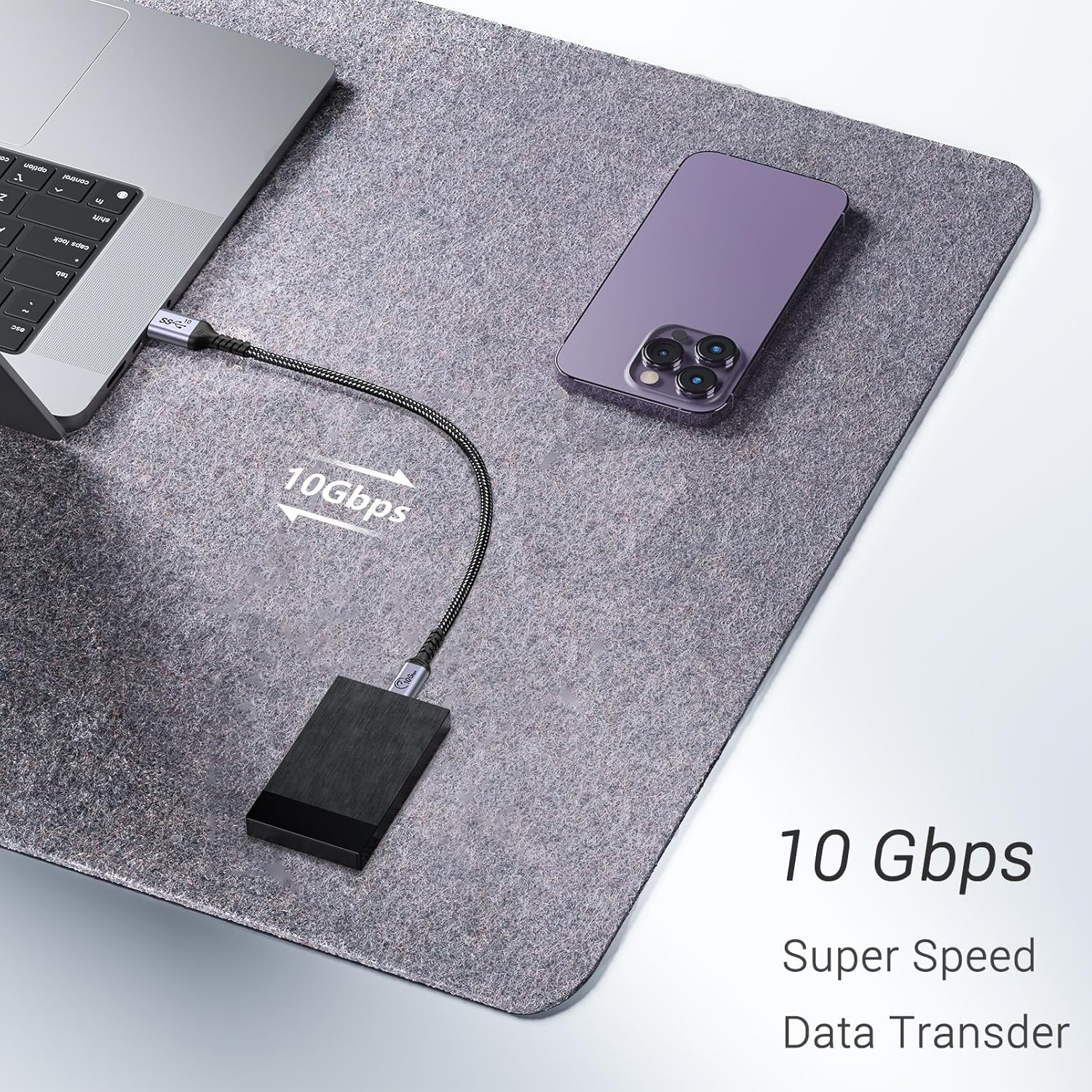 Android Auto USB C Cable 10Gbps 1FT 2 Packs, SUMPK USB C 3.1 Gen 2 Cable 3A Fast Charging Compatible with Galaxy S21 S20 S10 S10E Note 20, Pixel 6 5