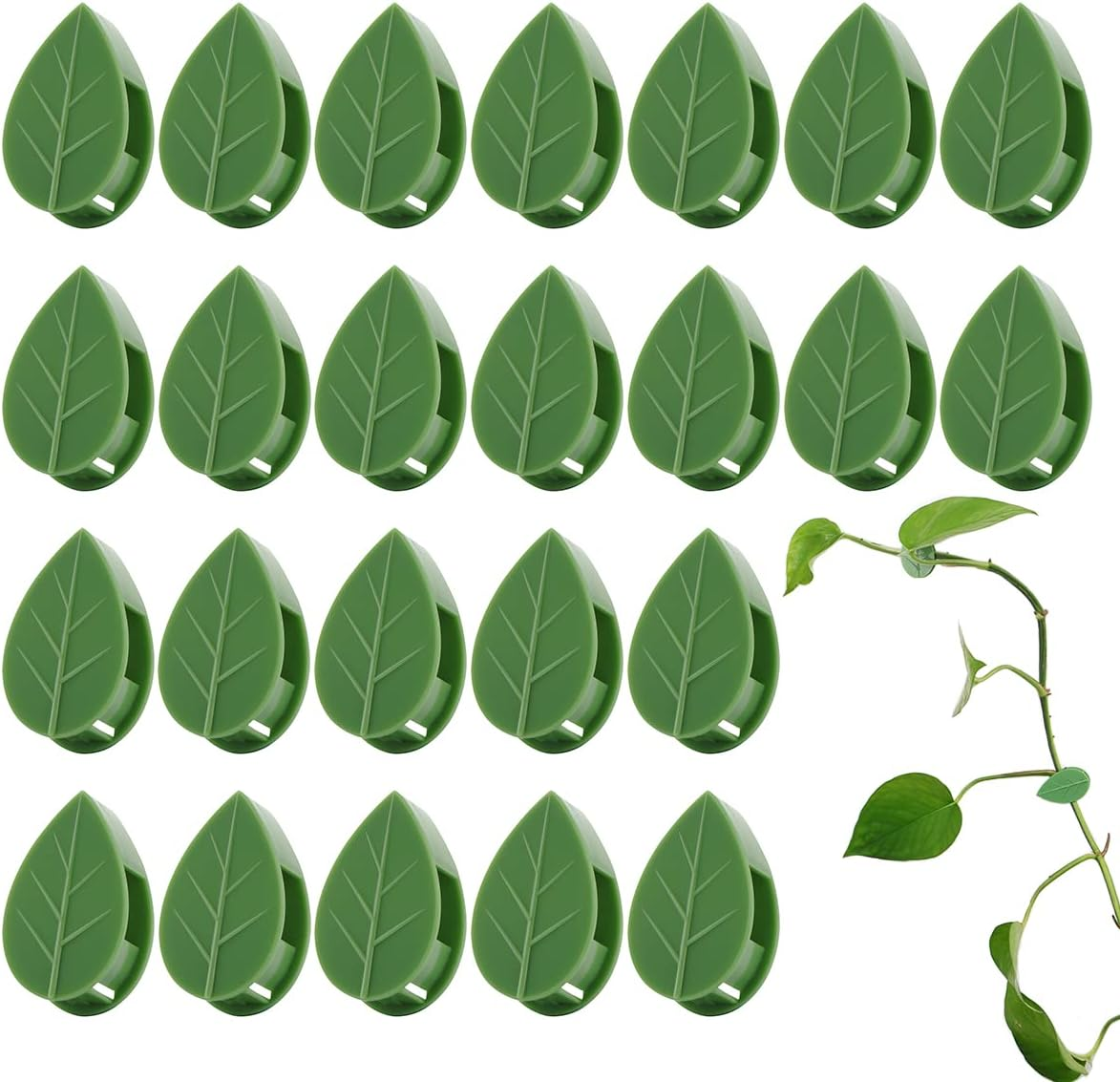 100 Pcs Plant Climbing Wall Fixture Clips Self-Adhesive Hook Vines Traction Clips Invisible Holder Garden Green Leaf Simulation Self-Adhesive Hook Wire Fixing Supporting
