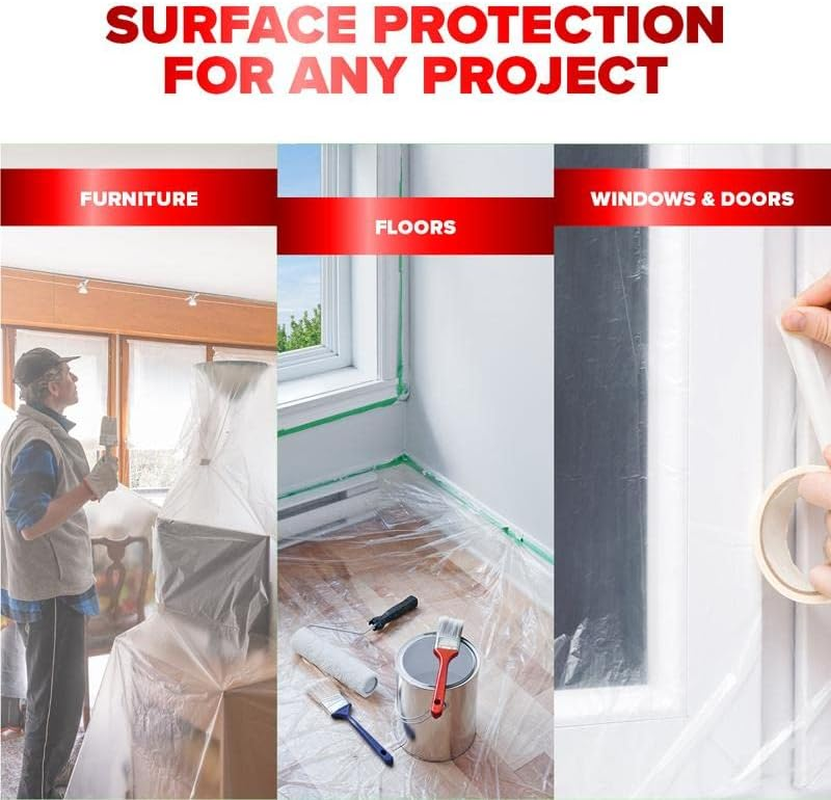 [4PCE] Handy Hardware Clear Plastic Drop Protection Sheet -Ideal for Painting, Renovations, and DIY Projects - 2.6M X 3.6M image number 1