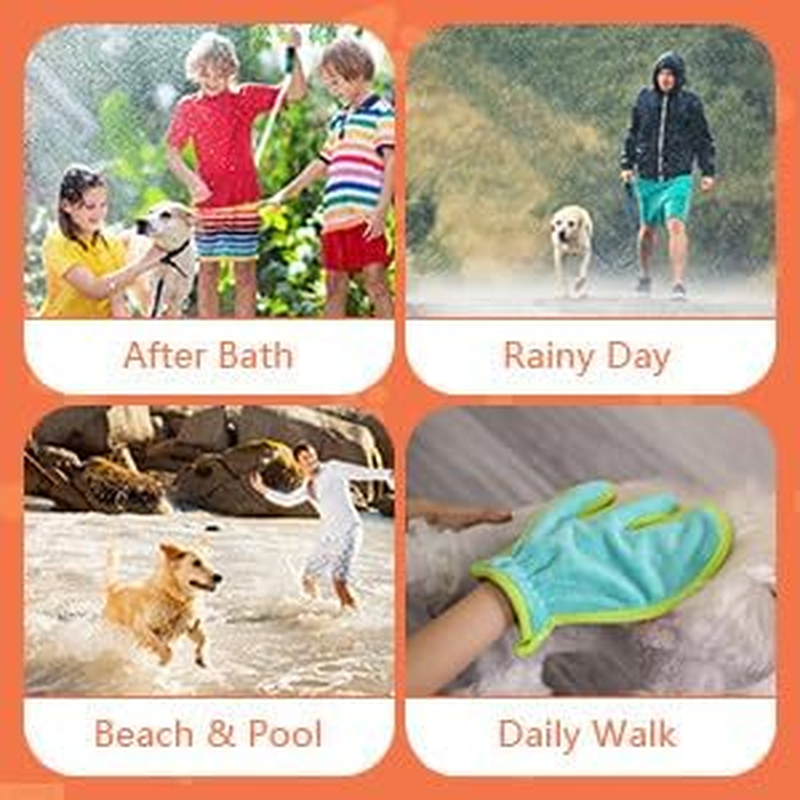 Pawyee Super Soft Fast-Drying Dog Towel with Drying Gloves for Cold Weather, Beach, Pool - Adjustable Microfiber Bath Robe Set (2 Pcs) for Cats and Dogs (X-Large, Blue Dino)